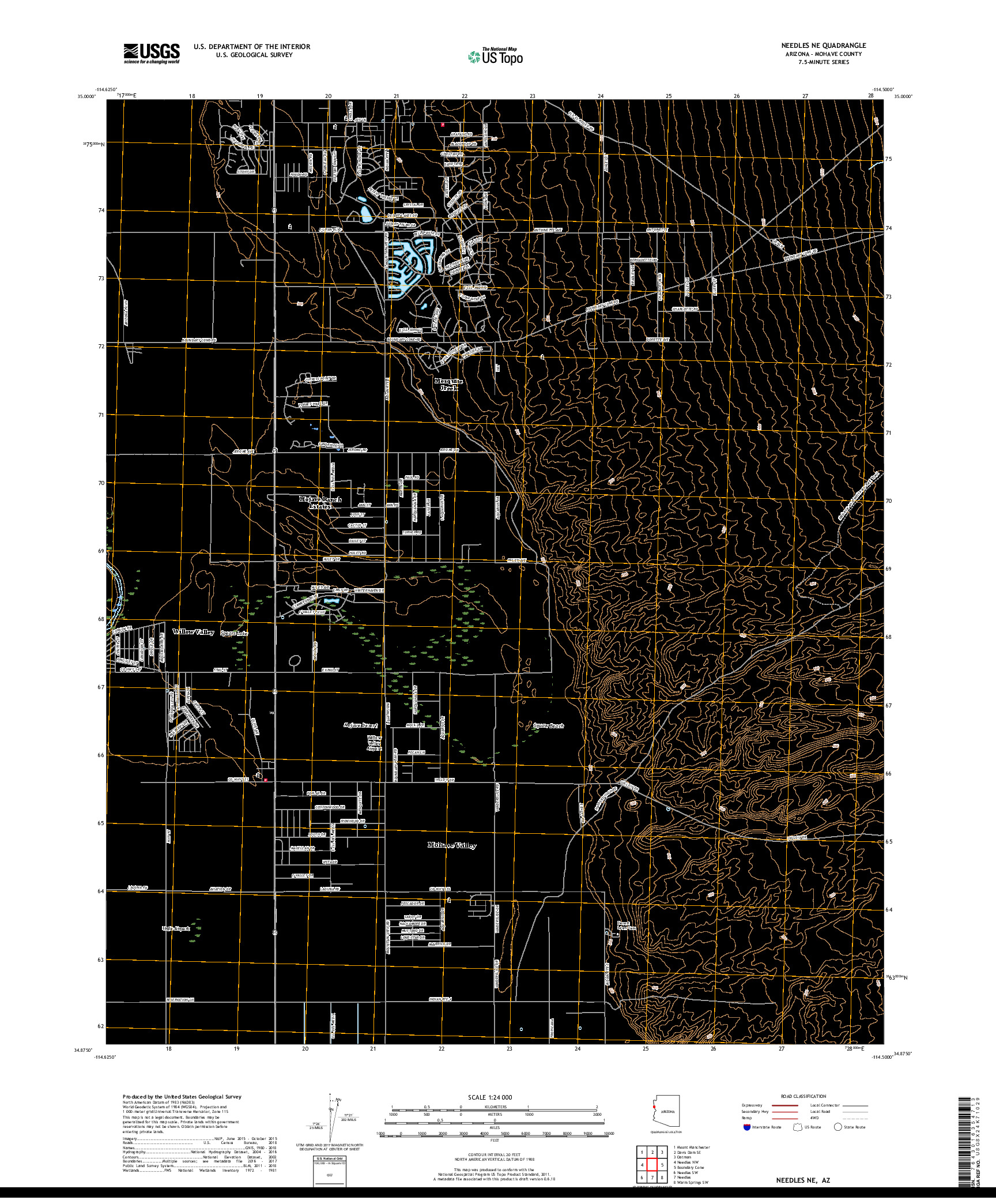 USGS US TOPO 7.5-MINUTE MAP FOR NEEDLES NE, AZ 2018