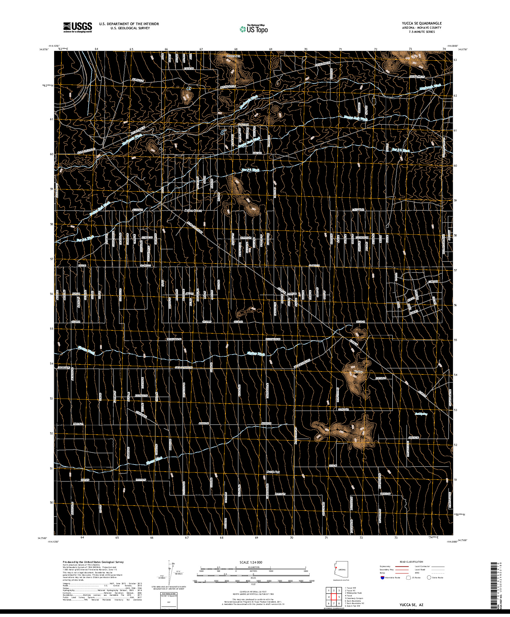 USGS US TOPO 7.5-MINUTE MAP FOR YUCCA SE, AZ 2018