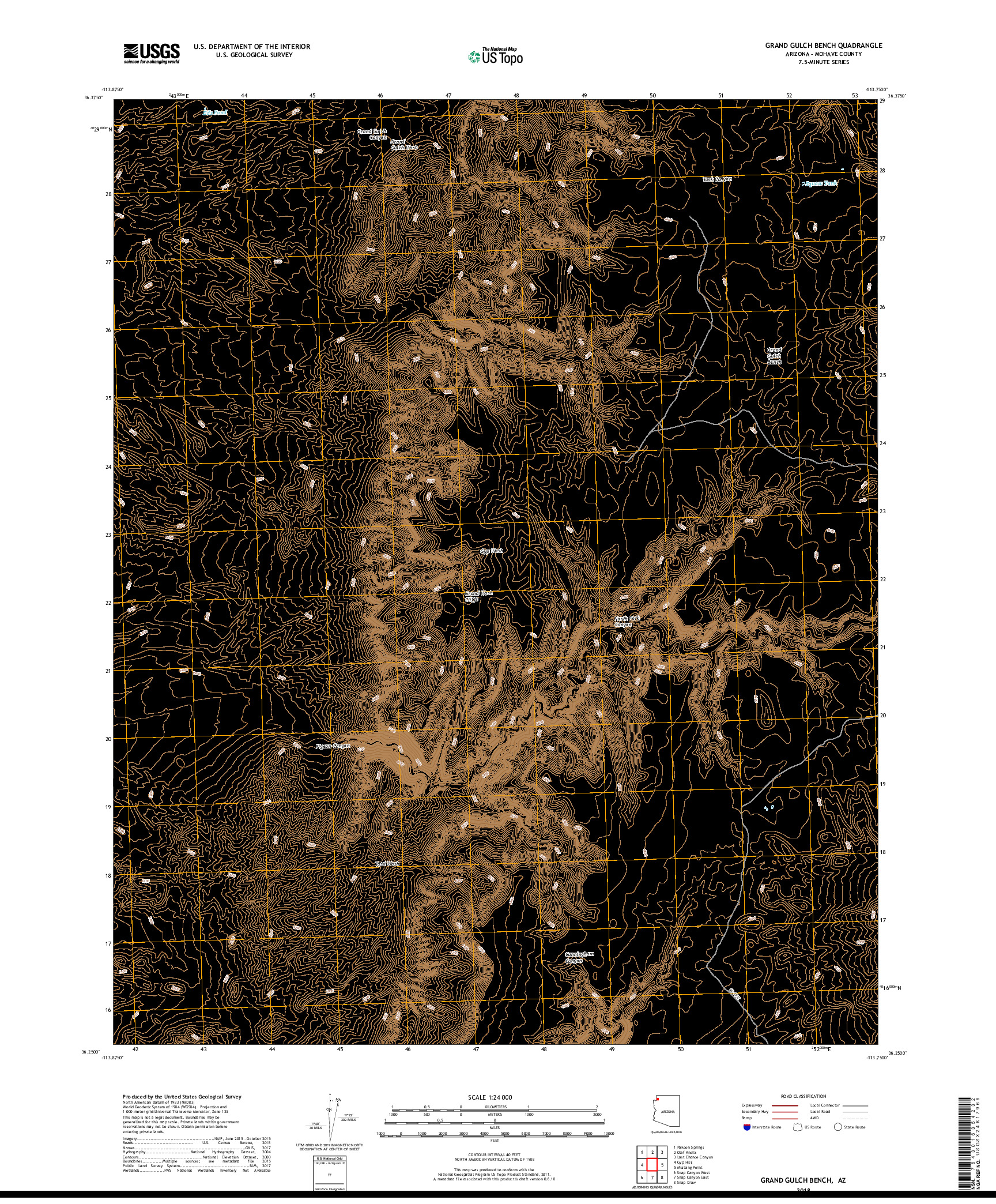 USGS US TOPO 7.5-MINUTE MAP FOR GRAND GULCH BENCH, AZ 2018