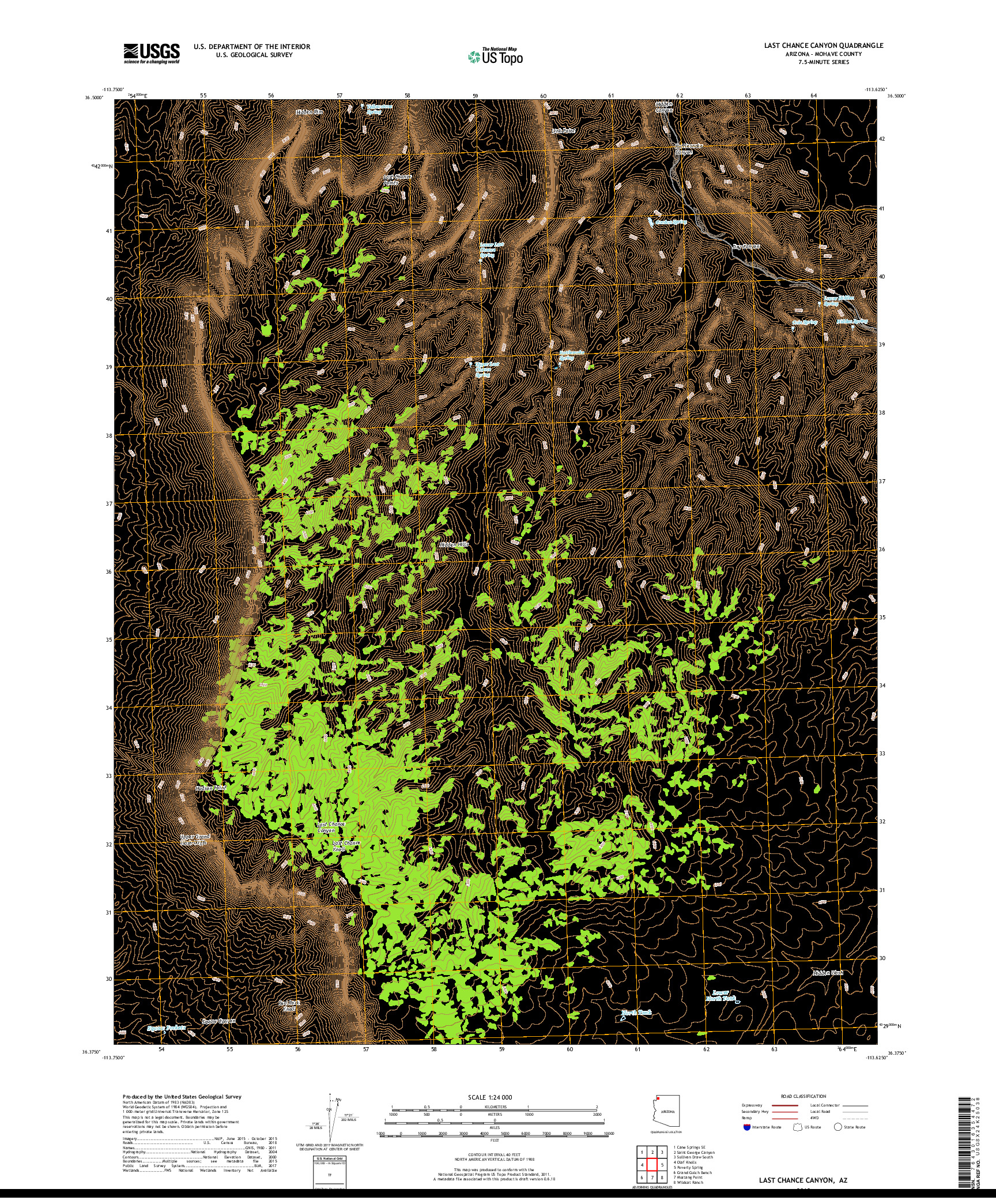 USGS US TOPO 7.5-MINUTE MAP FOR LAST CHANCE CANYON, AZ 2018