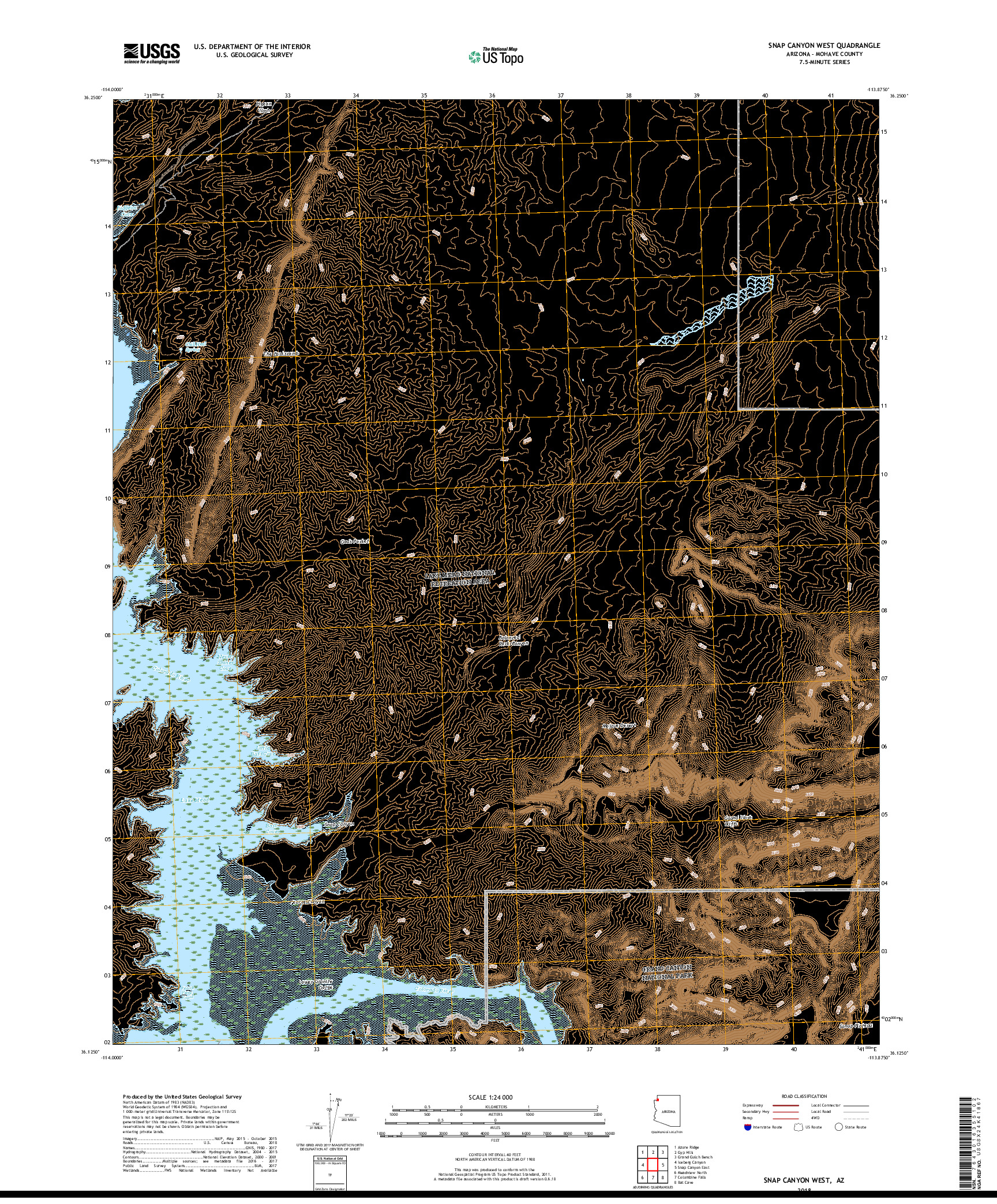 USGS US TOPO 7.5-MINUTE MAP FOR SNAP CANYON WEST, AZ 2018