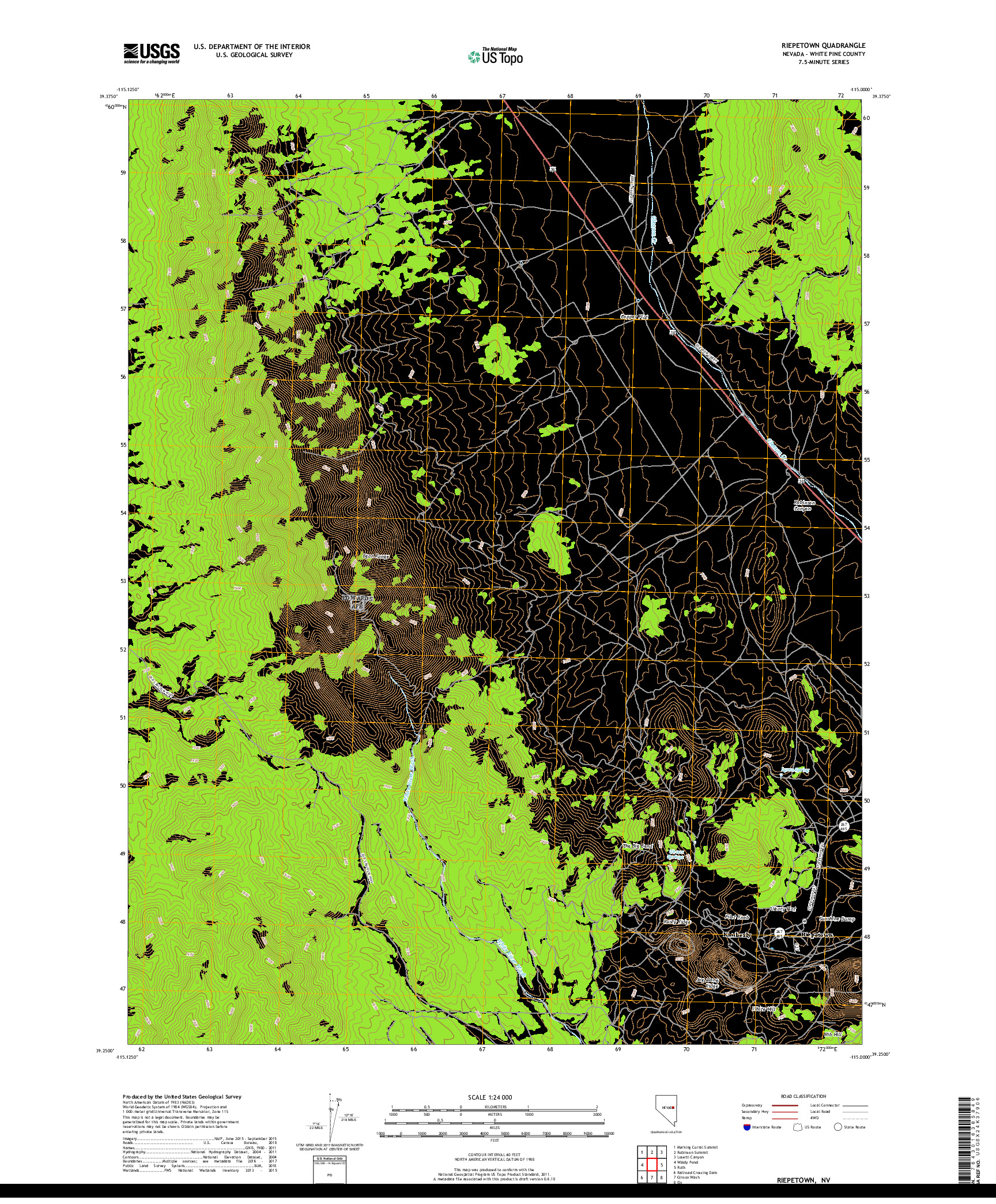 USGS US TOPO 7.5-MINUTE MAP FOR RIEPETOWN, NV 2018