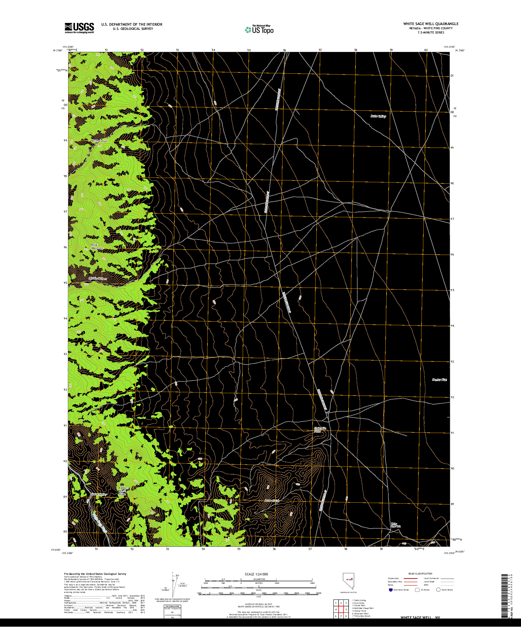 USGS US TOPO 7.5-MINUTE MAP FOR WHITE SAGE WELL, NV 2018