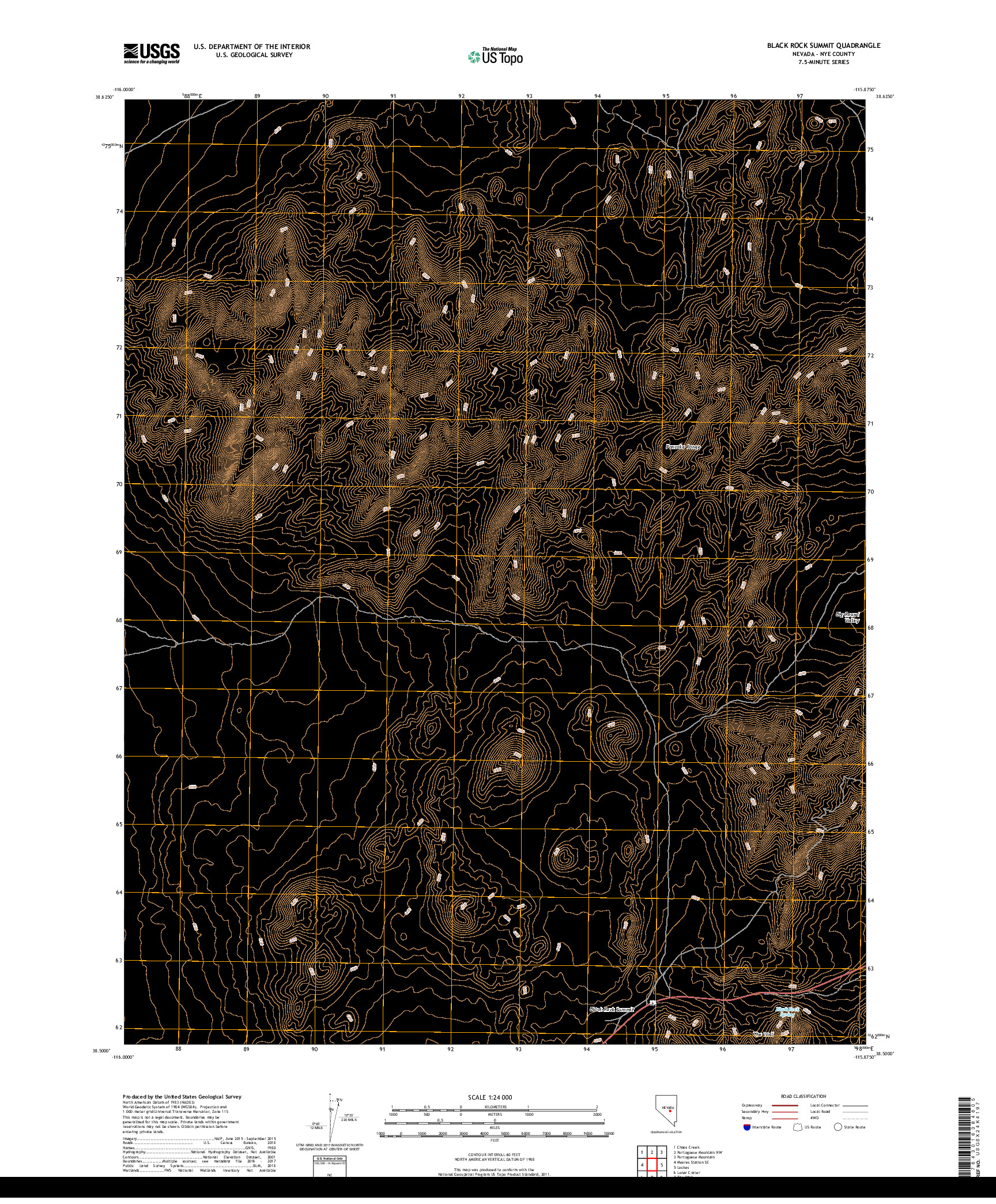 USGS US TOPO 7.5-MINUTE MAP FOR BLACK ROCK SUMMIT, NV 2018