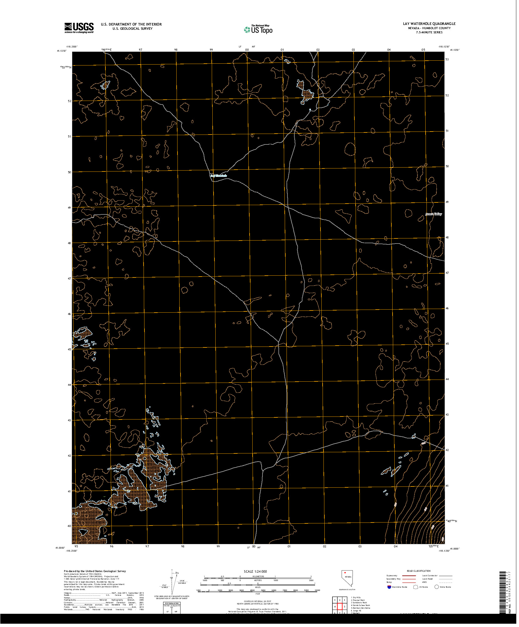 USGS US TOPO 7.5-MINUTE MAP FOR LAY WATERHOLE, NV 2018