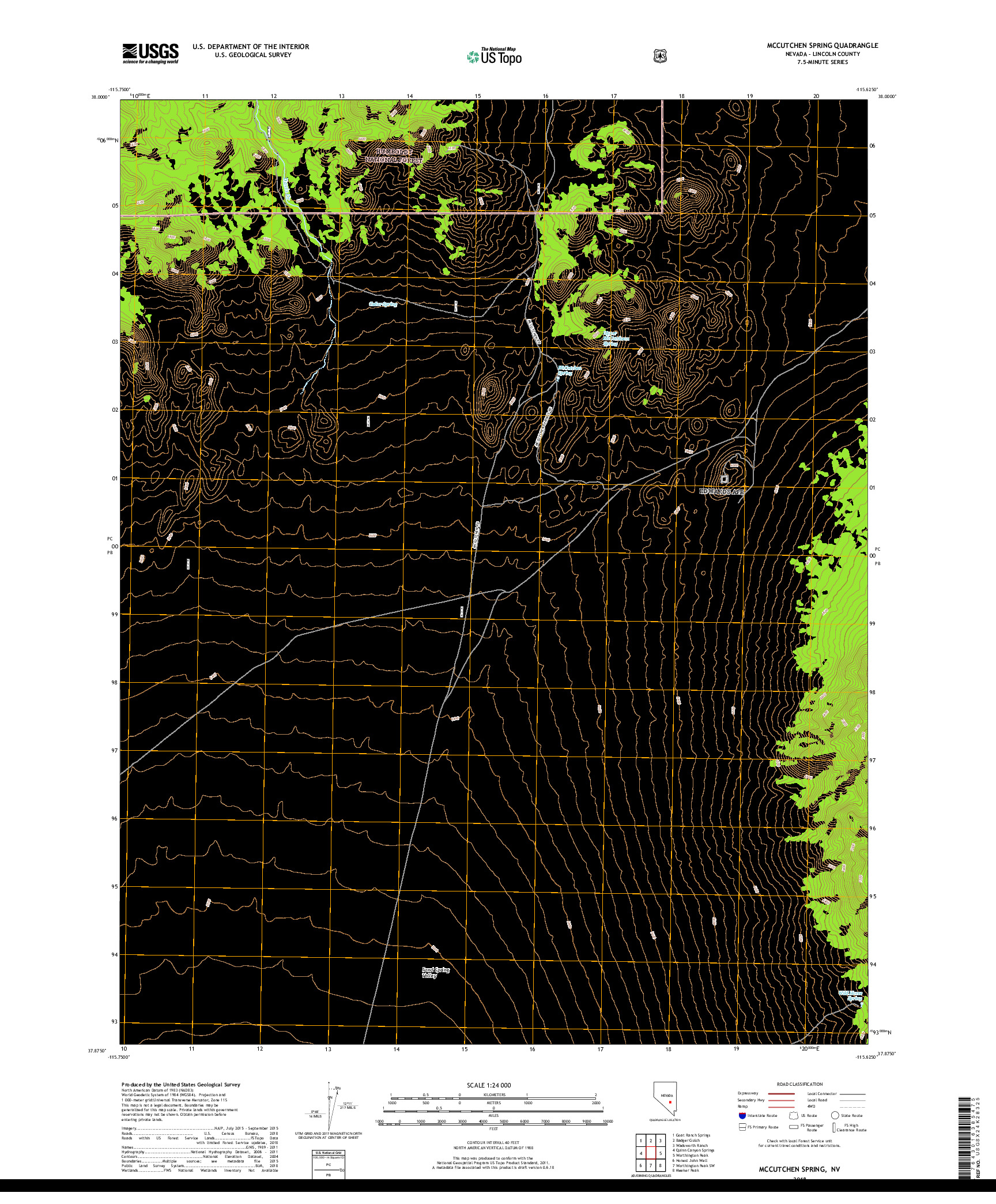 USGS US TOPO 7.5-MINUTE MAP FOR MCCUTCHEN SPRING, NV 2018