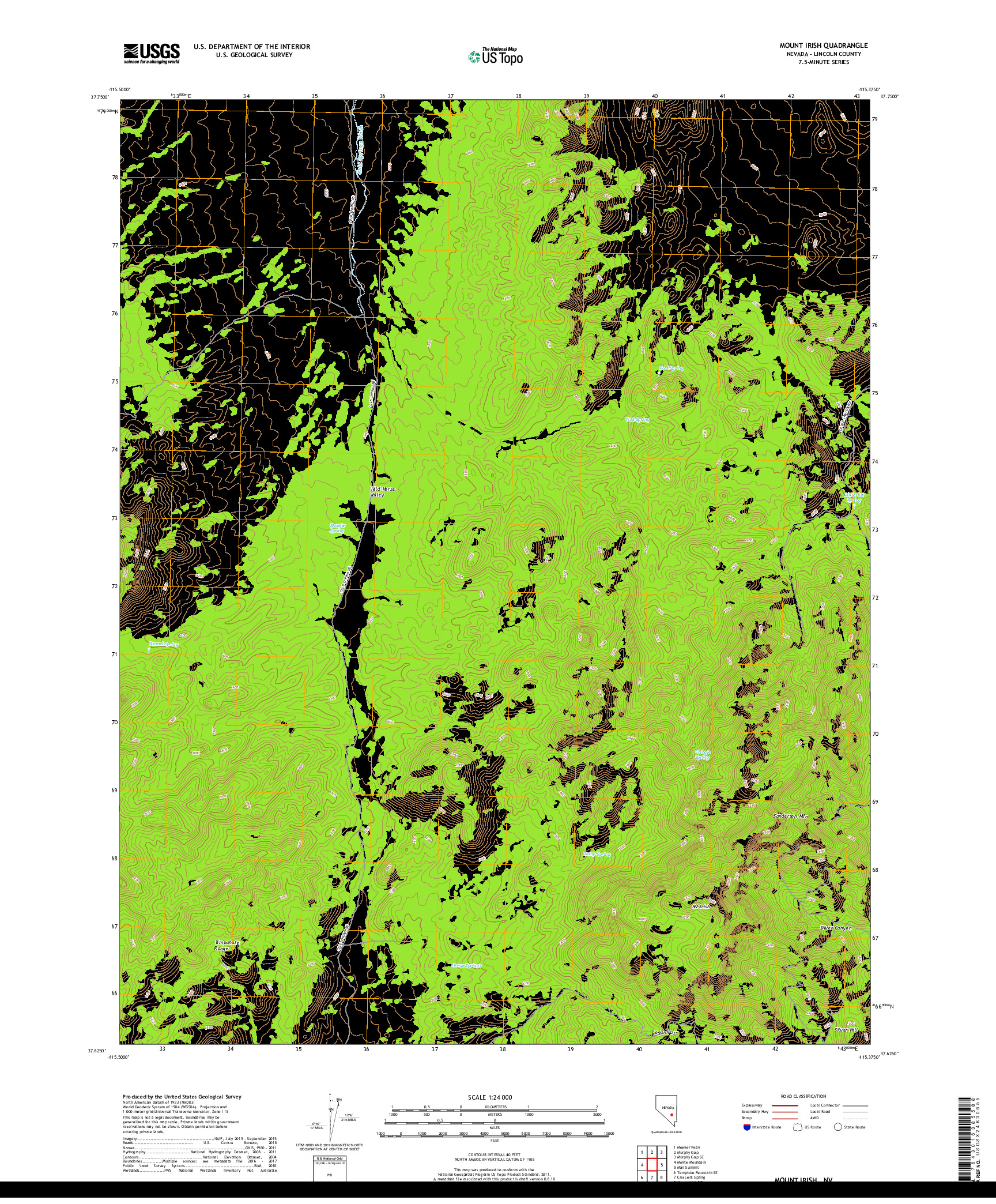 USGS US TOPO 7.5-MINUTE MAP FOR MOUNT IRISH, NV 2018