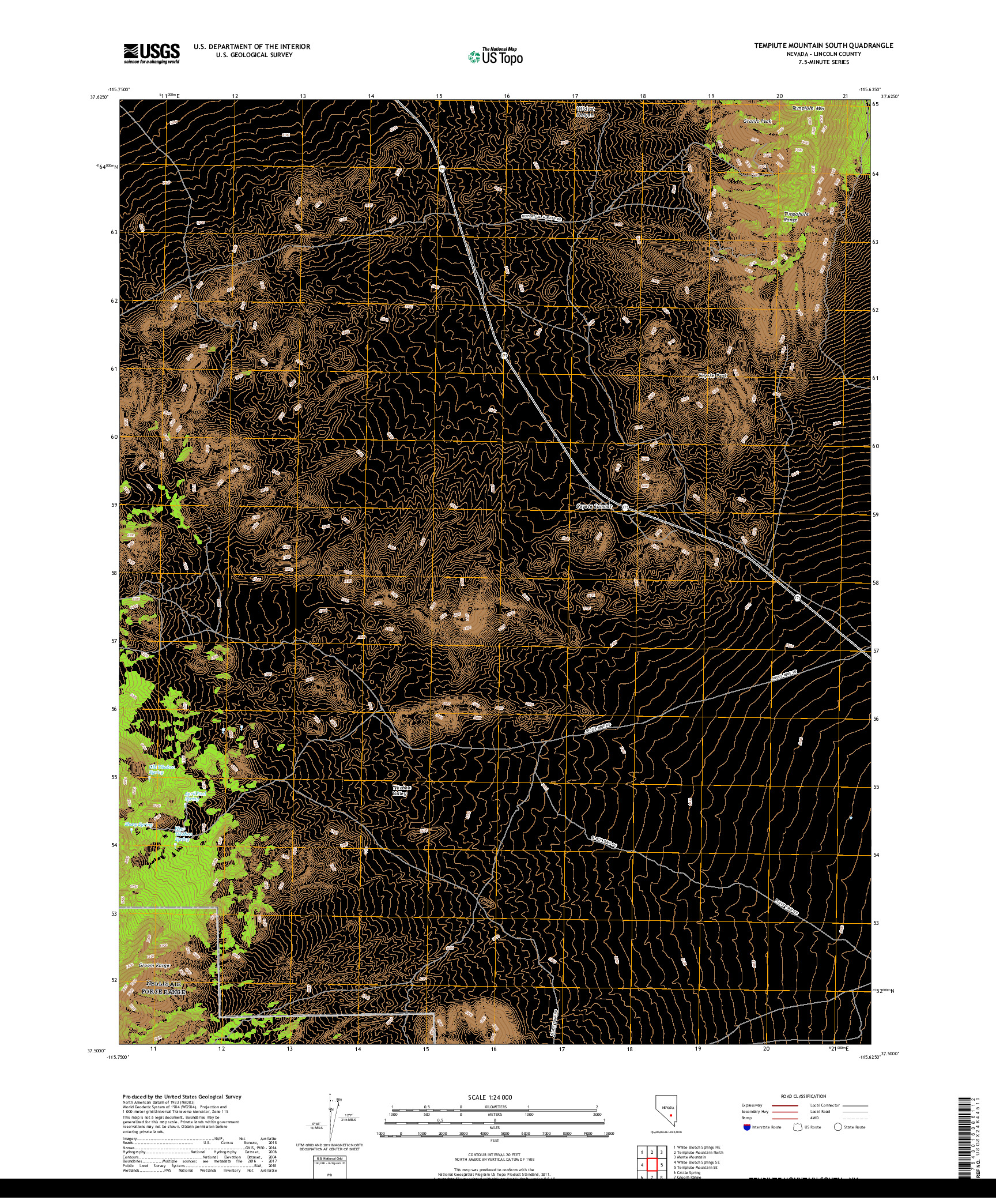 USGS US TOPO 7.5-MINUTE MAP FOR TEMPIUTE MOUNTAIN SOUTH, NV 2018