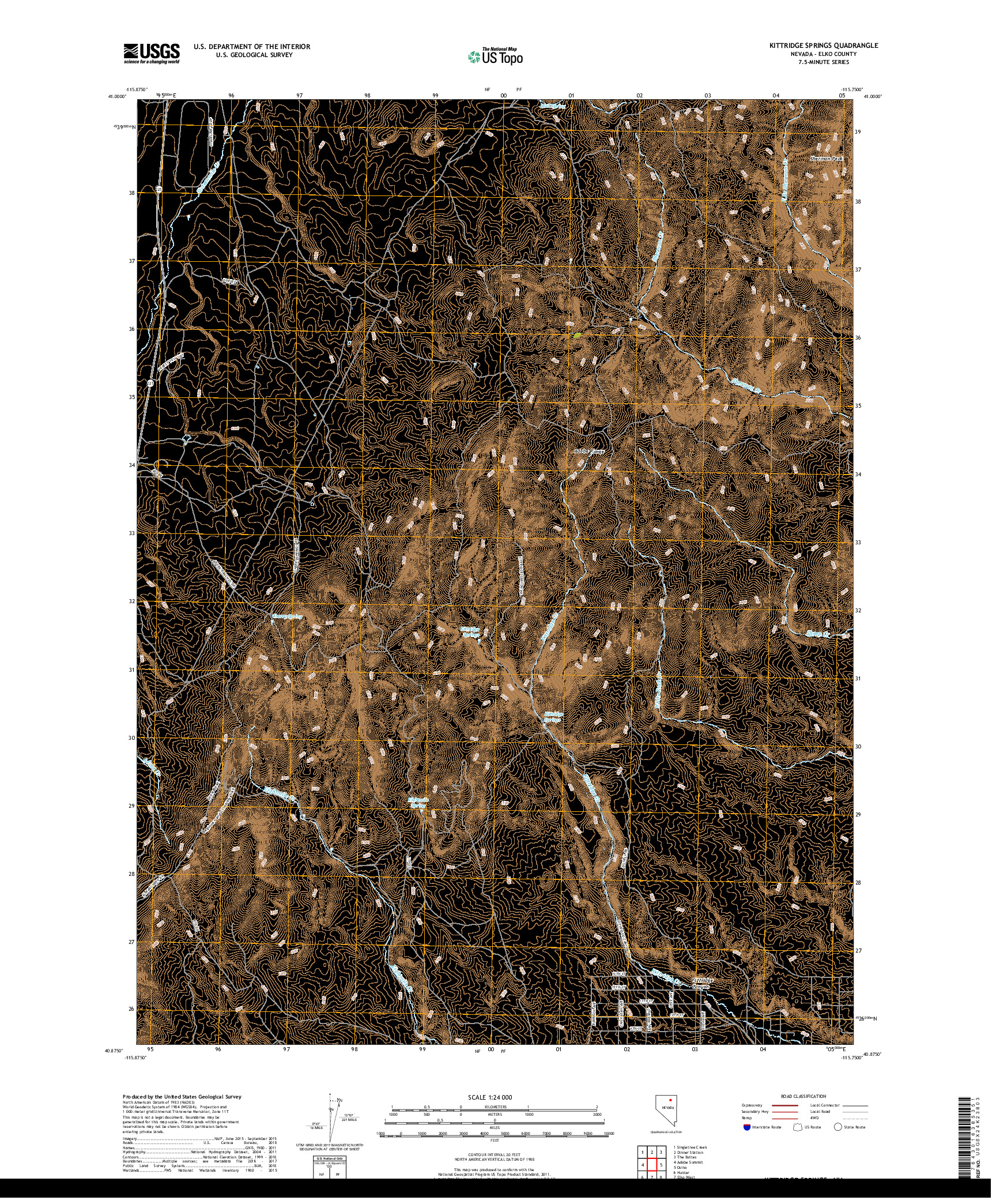 USGS US TOPO 7.5-MINUTE MAP FOR KITTRIDGE SPRINGS, NV 2018