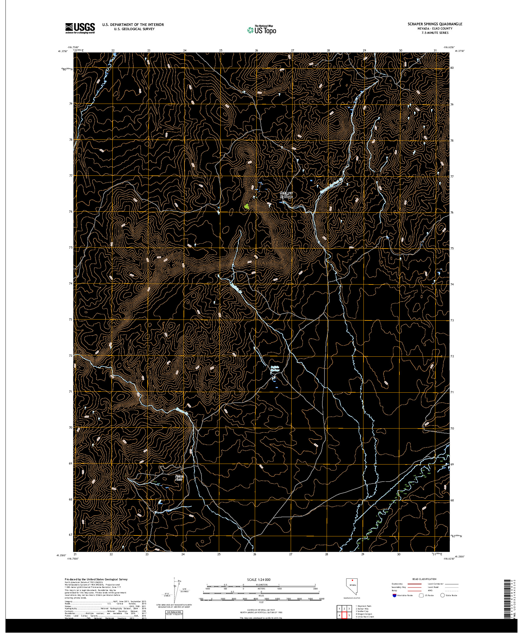 USGS US TOPO 7.5-MINUTE MAP FOR SCRAPER SPRINGS, NV 2018