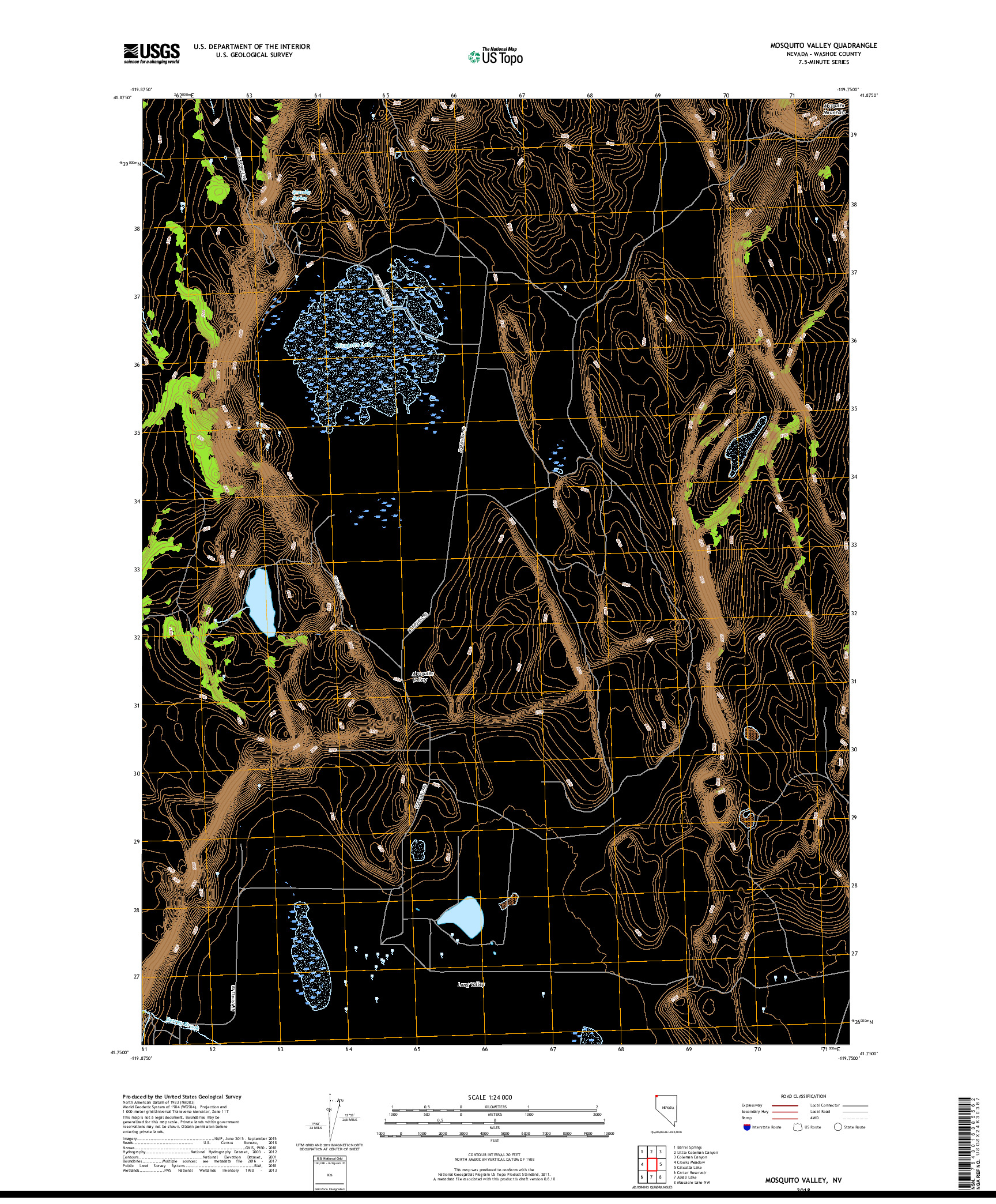 USGS US TOPO 7.5-MINUTE MAP FOR MOSQUITO VALLEY, NV 2018