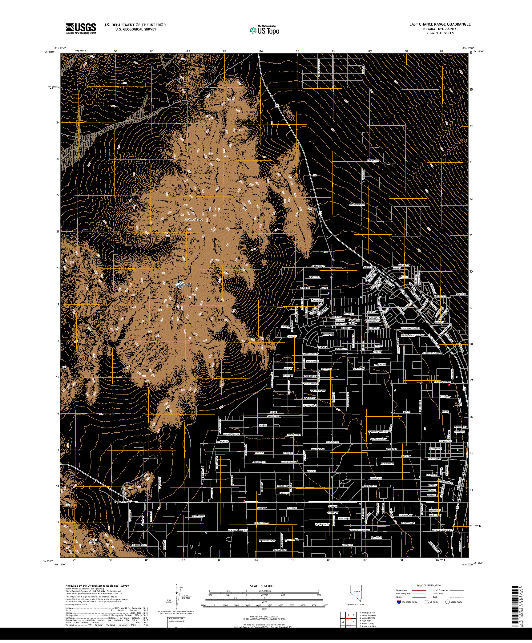 USGS US TOPO 7.5-MINUTE MAP FOR LAST CHANCE RANGE, NV 2018