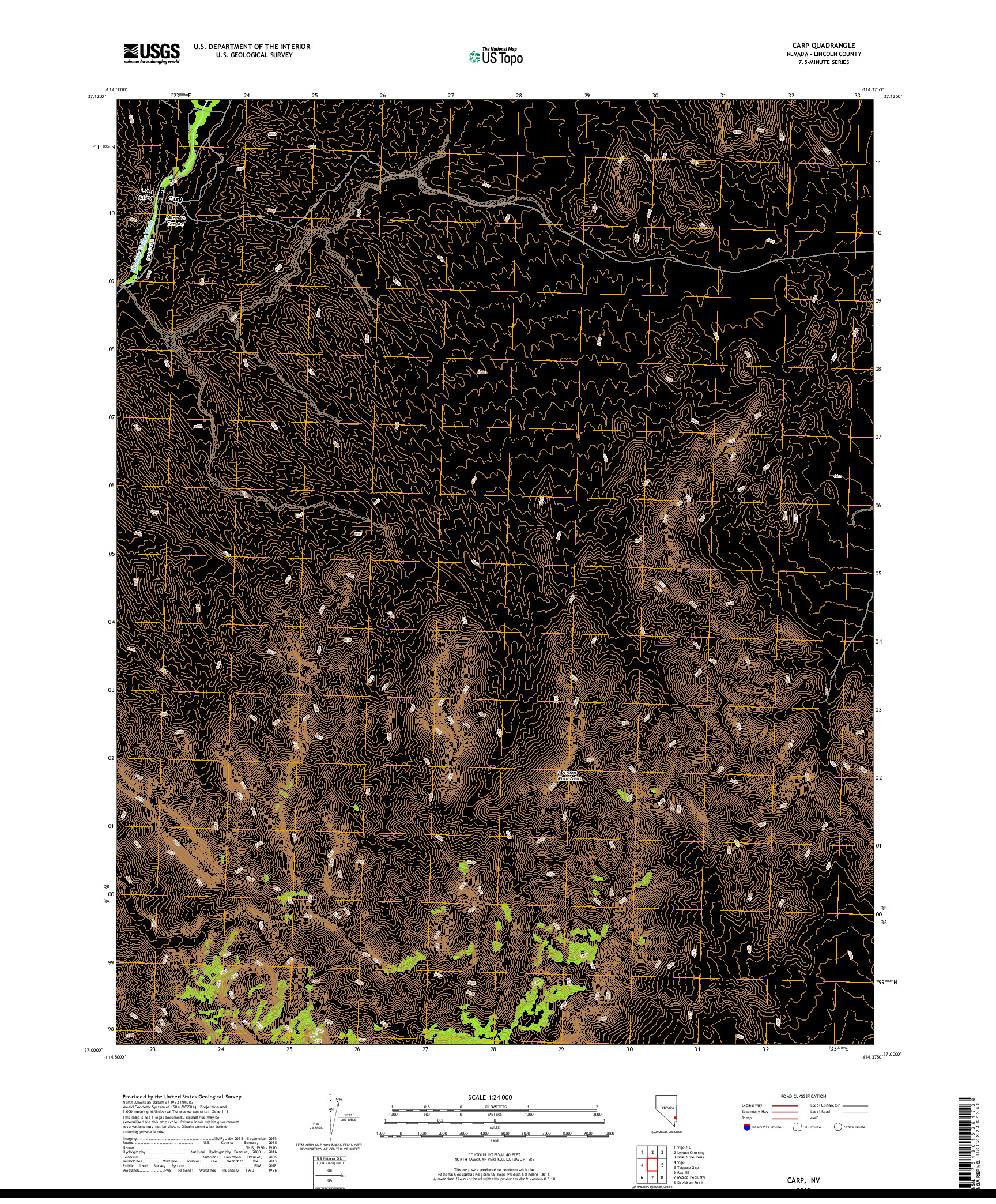 USGS US TOPO 7.5-MINUTE MAP FOR CARP, NV 2018