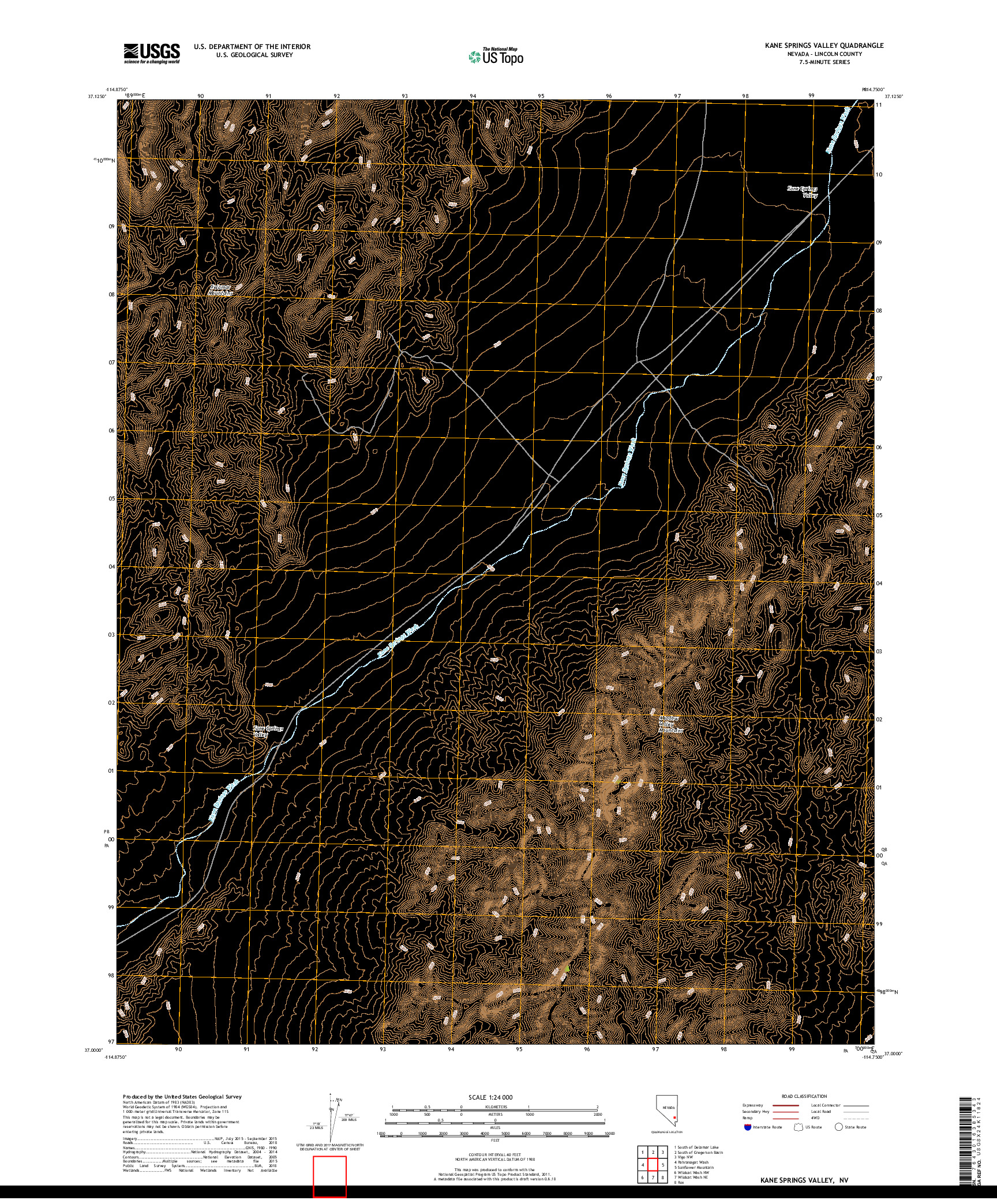 USGS US TOPO 7.5-MINUTE MAP FOR KANE SPRINGS VALLEY, NV 2018