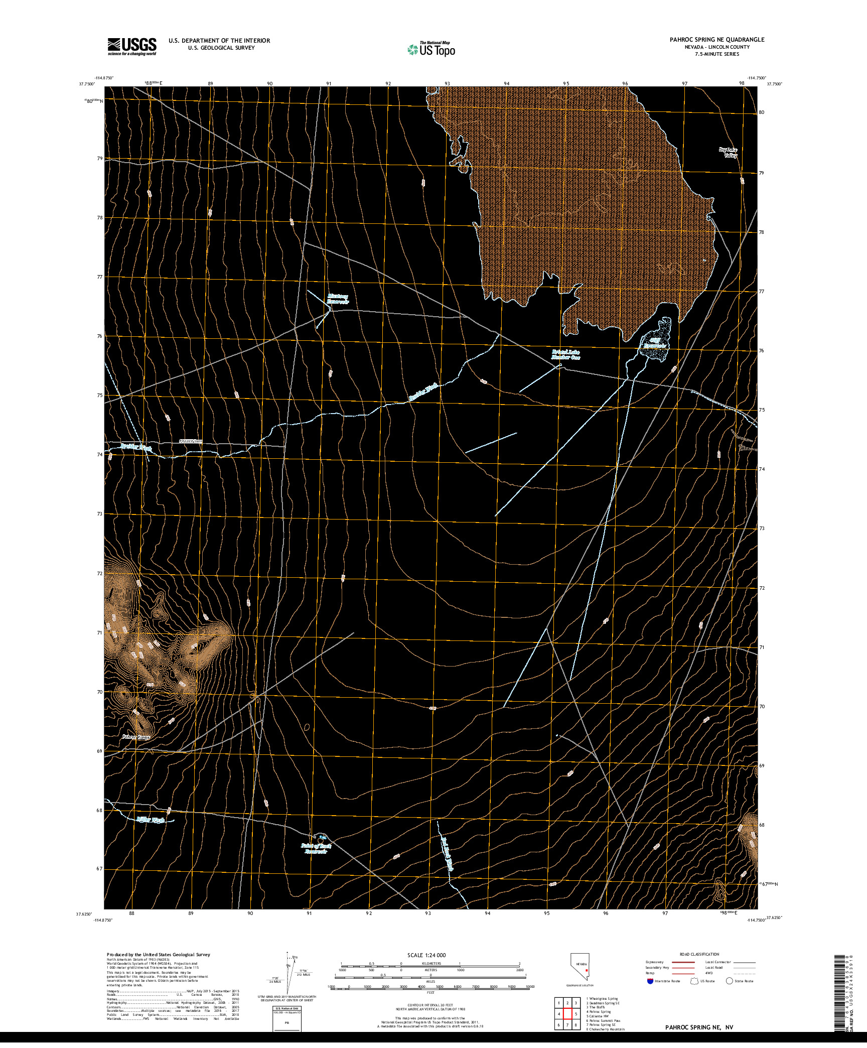 USGS US TOPO 7.5-MINUTE MAP FOR PAHROC SPRING NE, NV 2018