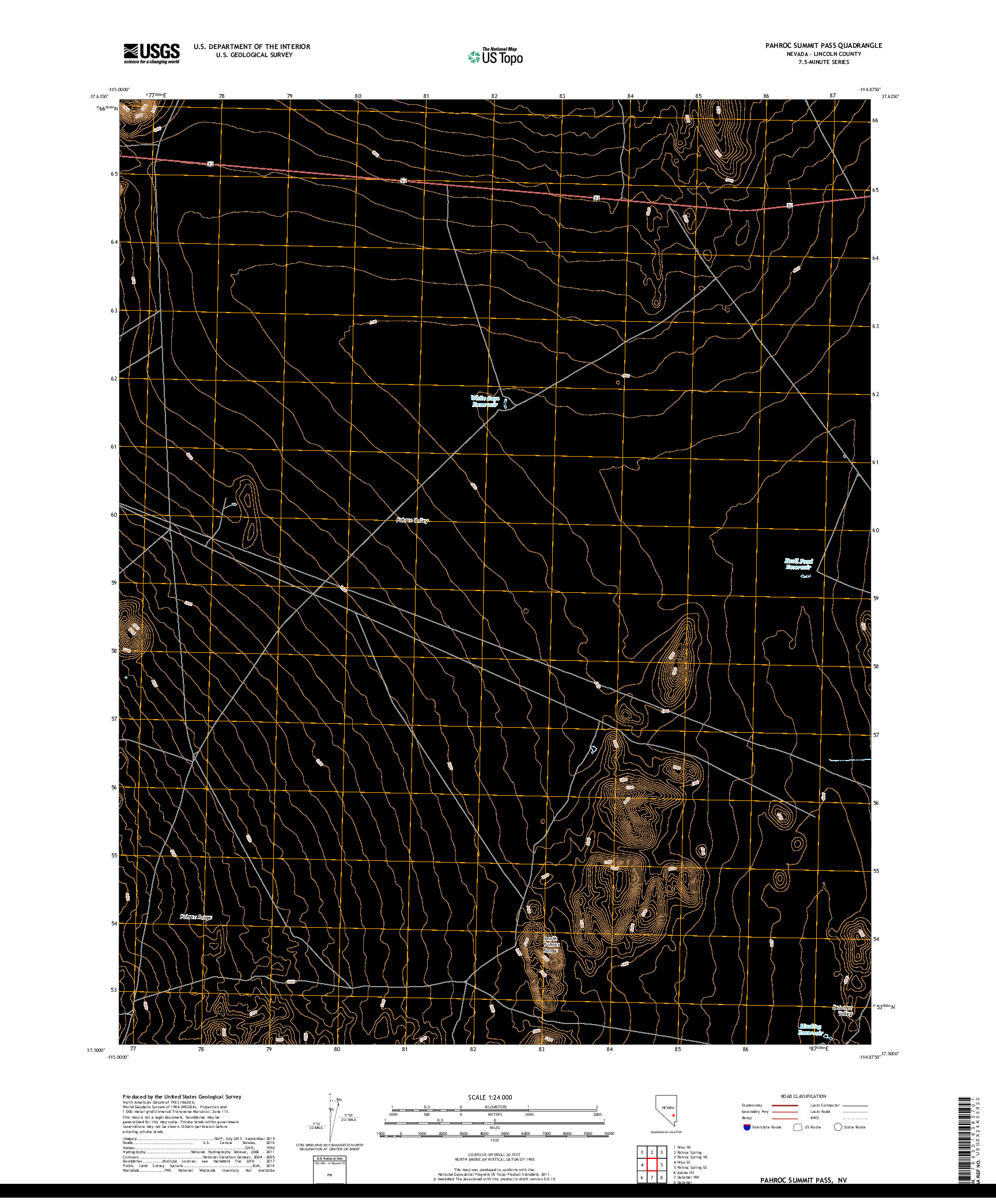 USGS US TOPO 7.5-MINUTE MAP FOR PAHROC SUMMIT PASS, NV 2018