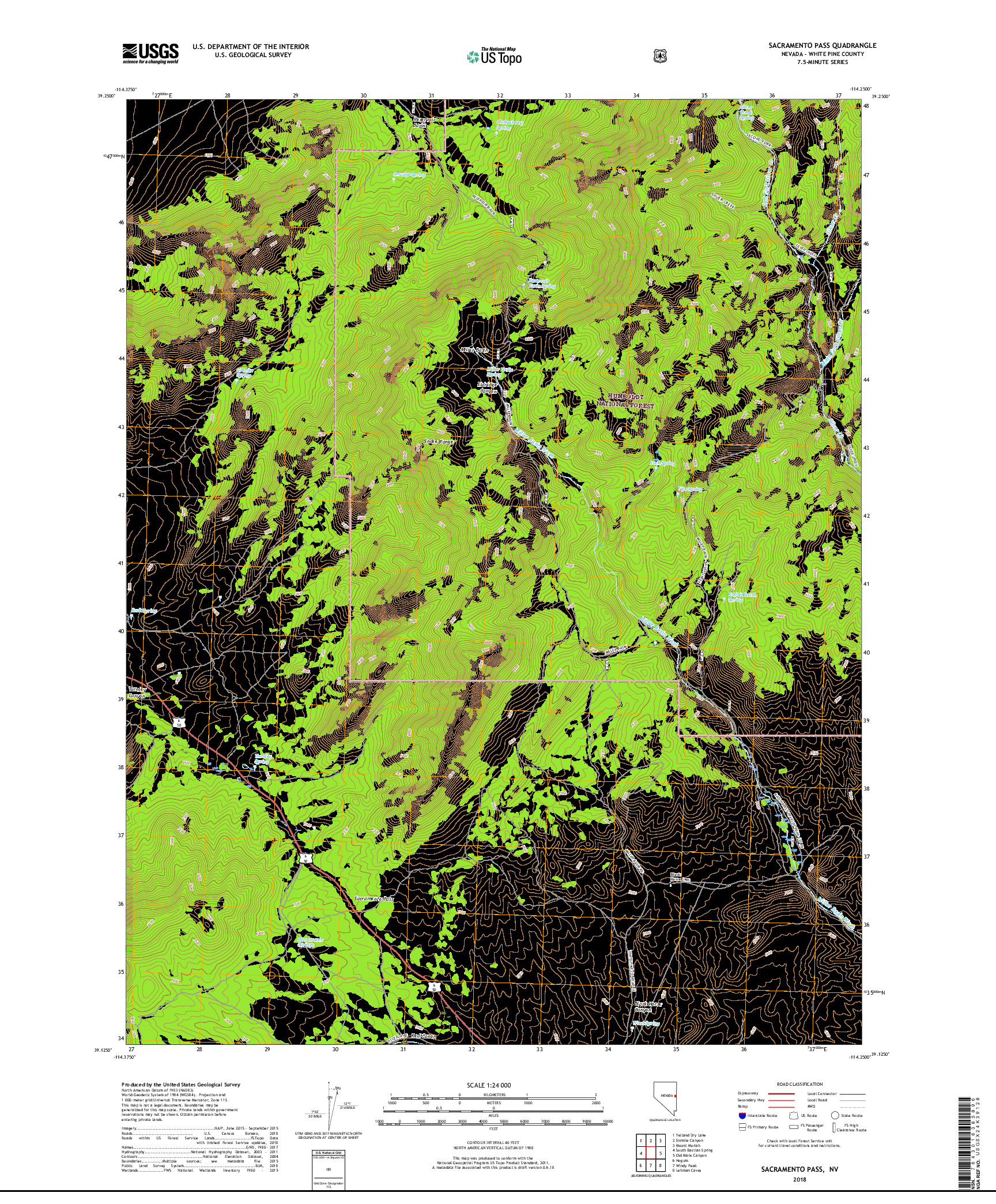 USGS US TOPO 7.5-MINUTE MAP FOR SACRAMENTO PASS, NV 2018