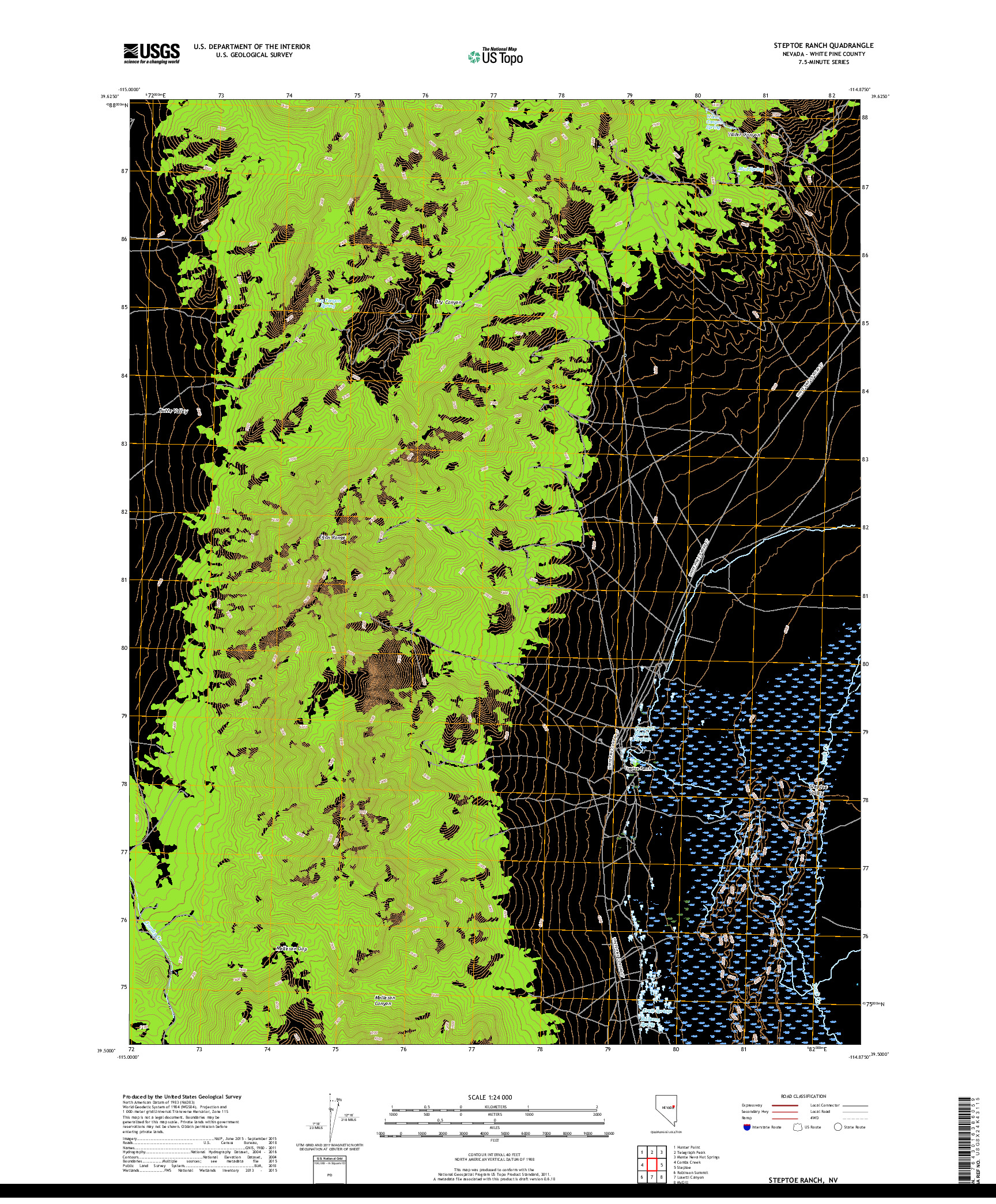 USGS US TOPO 7.5-MINUTE MAP FOR STEPTOE RANCH, NV 2018