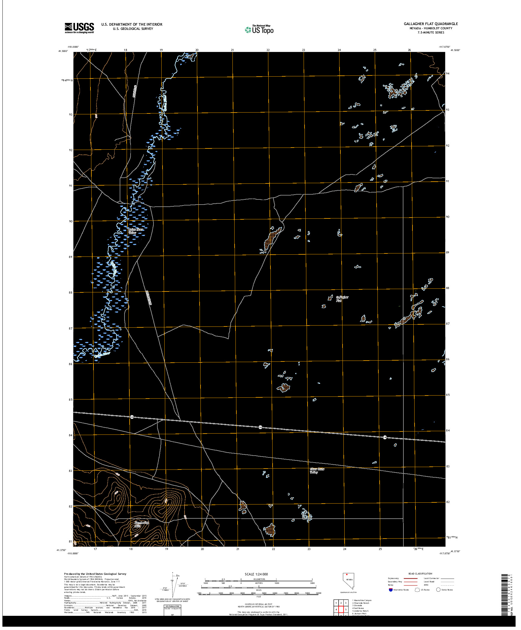 USGS US TOPO 7.5-MINUTE MAP FOR GALLAGHER FLAT, NV 2018