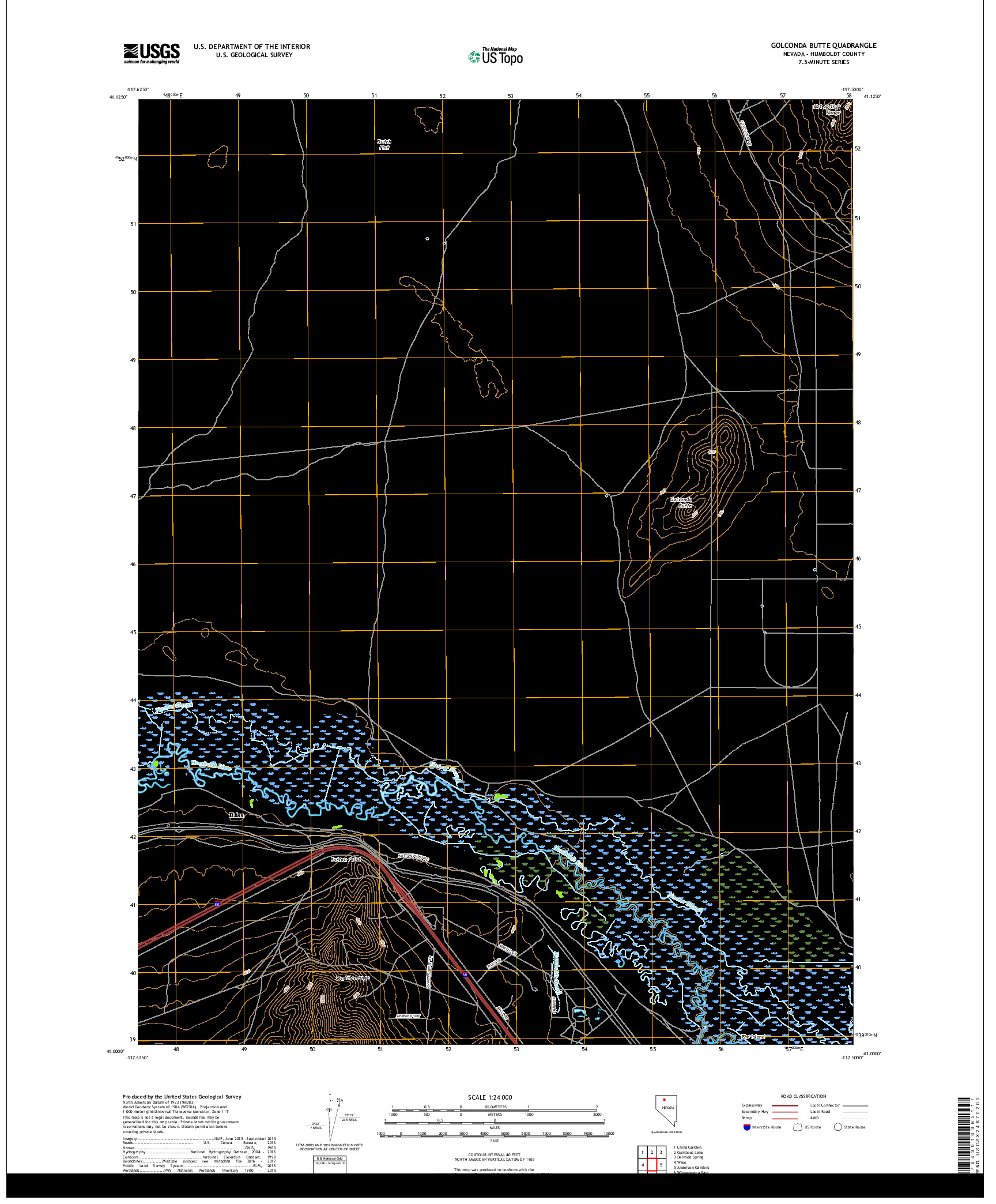 USGS US TOPO 7.5-MINUTE MAP FOR GOLCONDA BUTTE, NV 2018