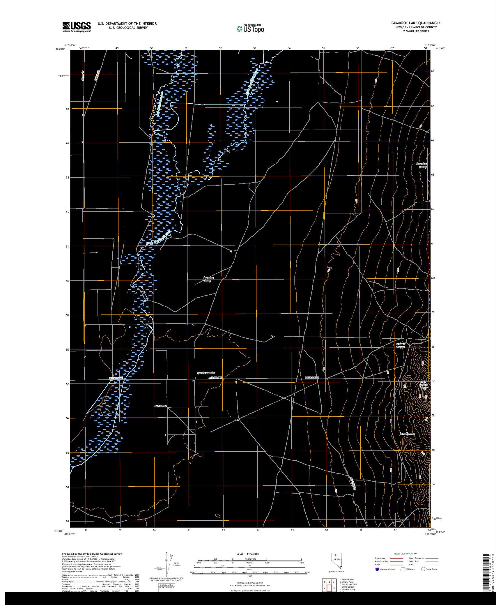 USGS US TOPO 7.5-MINUTE MAP FOR GUMBOOT LAKE, NV 2018