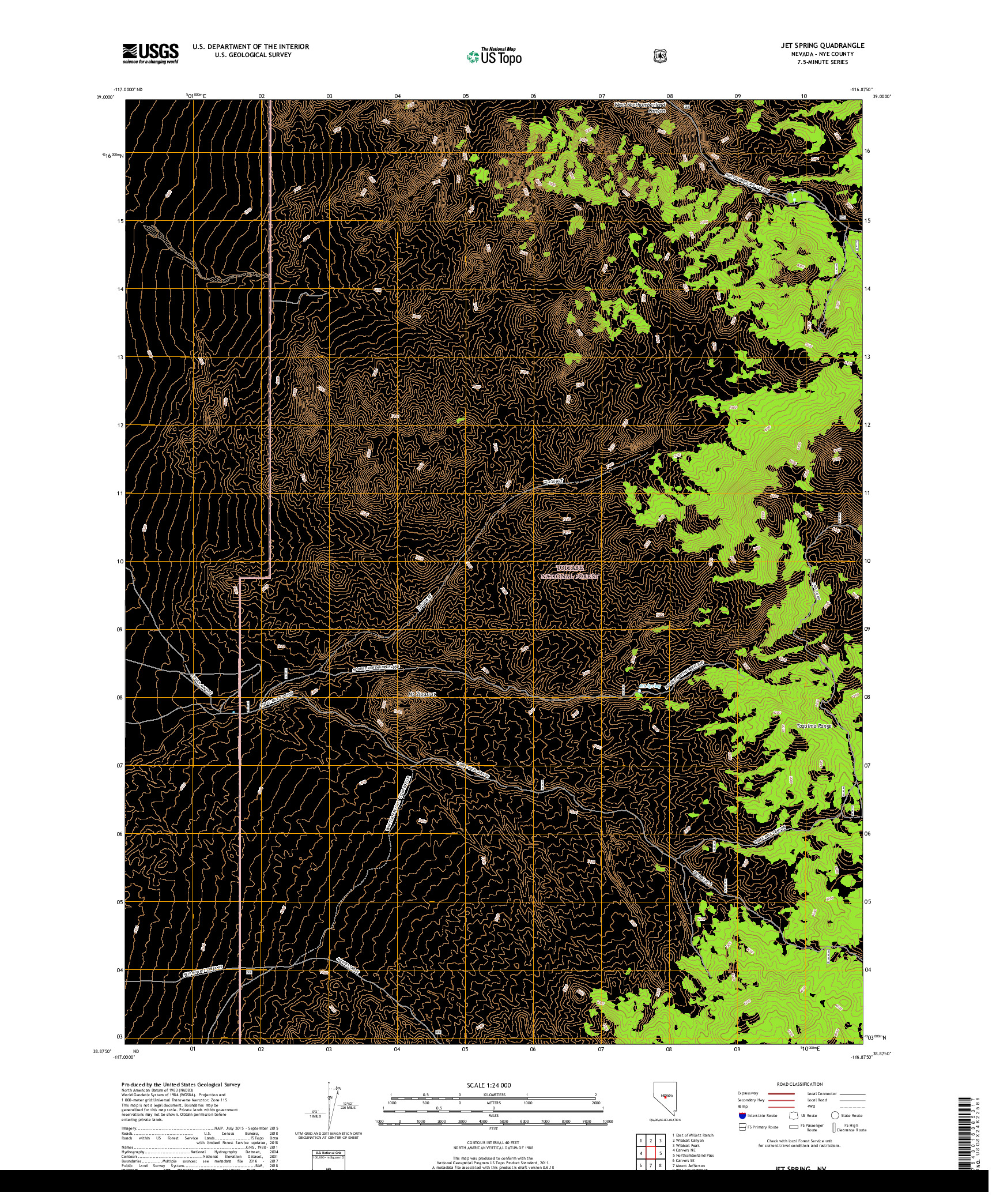USGS US TOPO 7.5-MINUTE MAP FOR JET SPRING, NV 2018