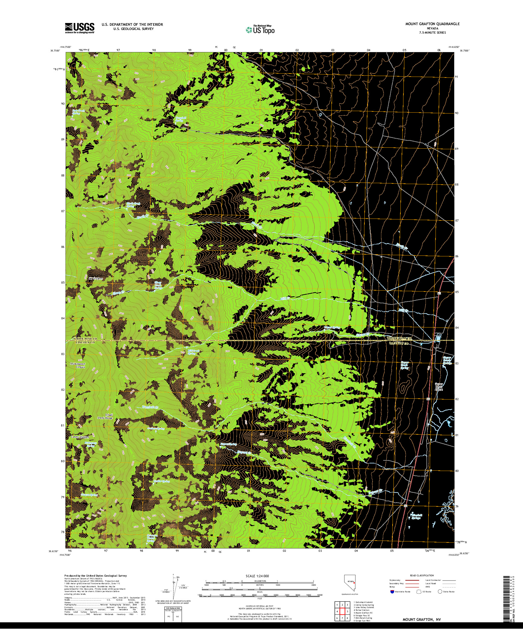 USGS US TOPO 7.5-MINUTE MAP FOR MOUNT GRAFTON, NV 2018