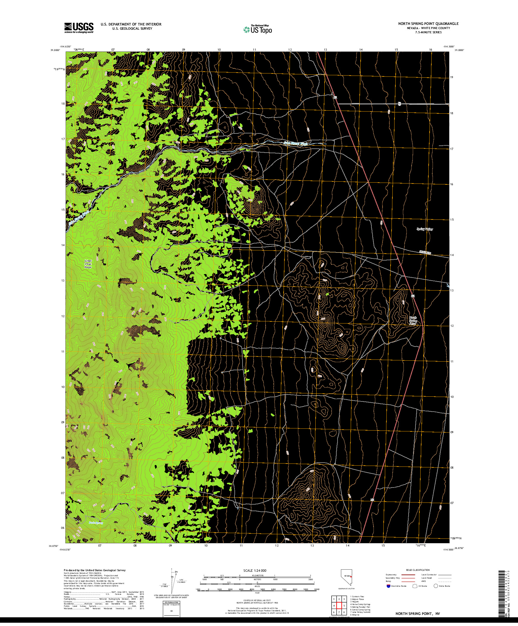 USGS US TOPO 7.5-MINUTE MAP FOR NORTH SPRING POINT, NV 2018