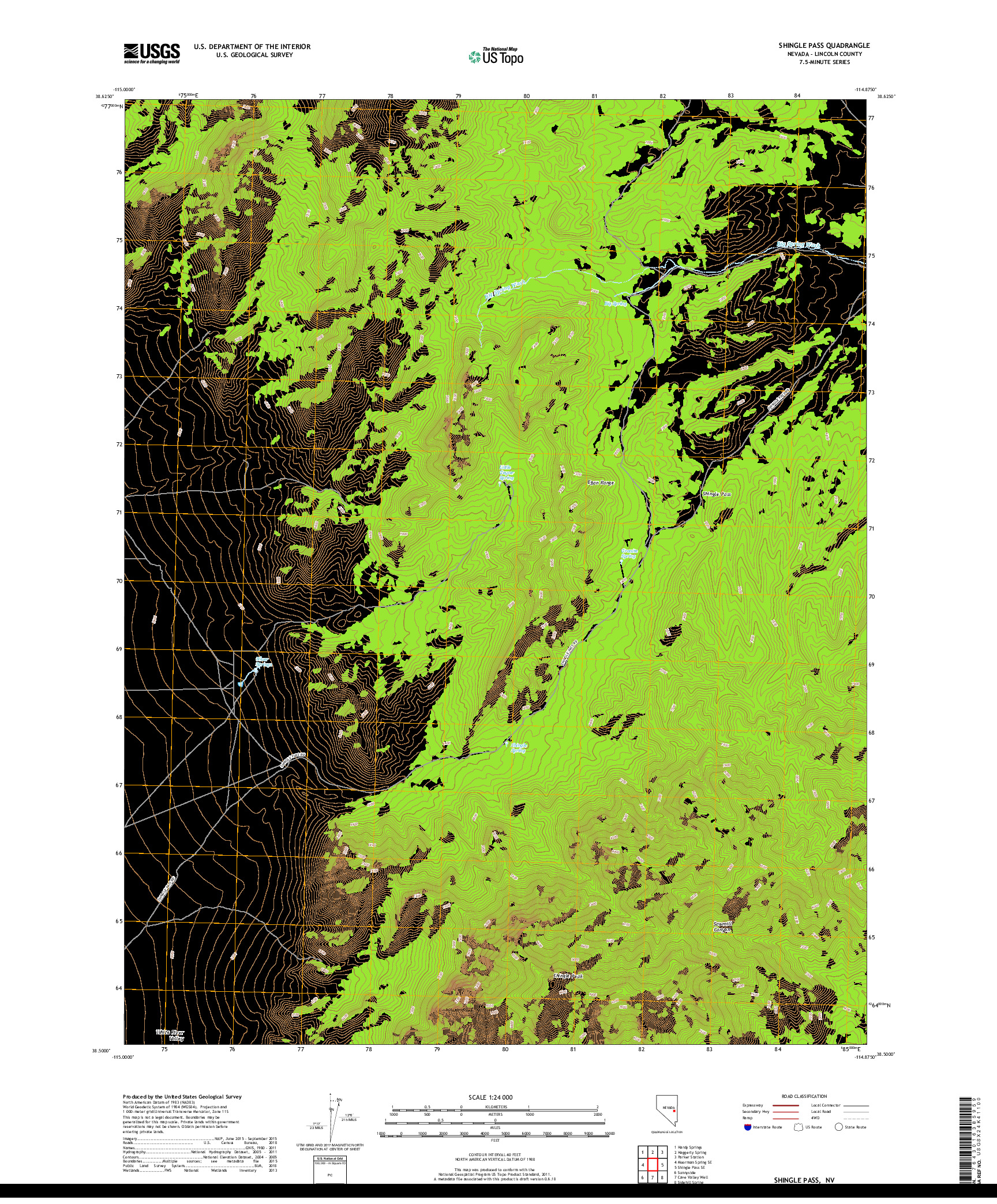 USGS US TOPO 7.5-MINUTE MAP FOR SHINGLE PASS, NV 2018