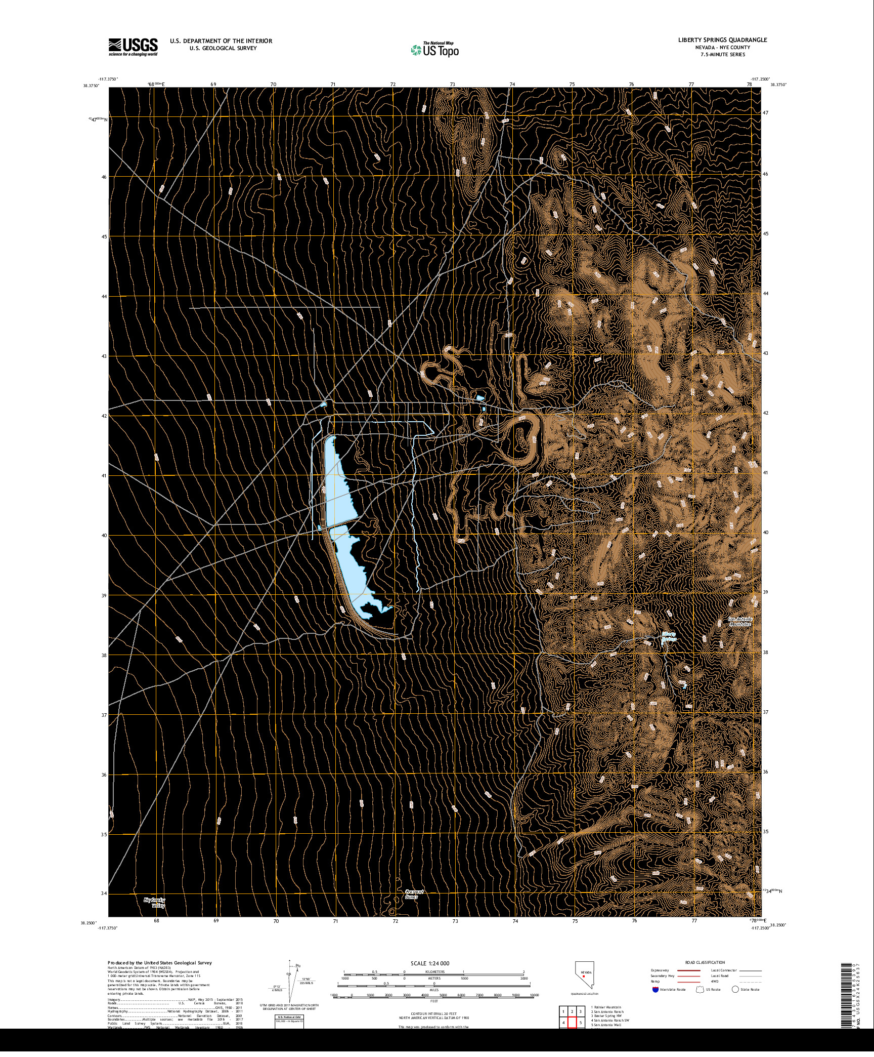 USGS US TOPO 7.5-MINUTE MAP FOR LIBERTY SPRINGS, NV 2018