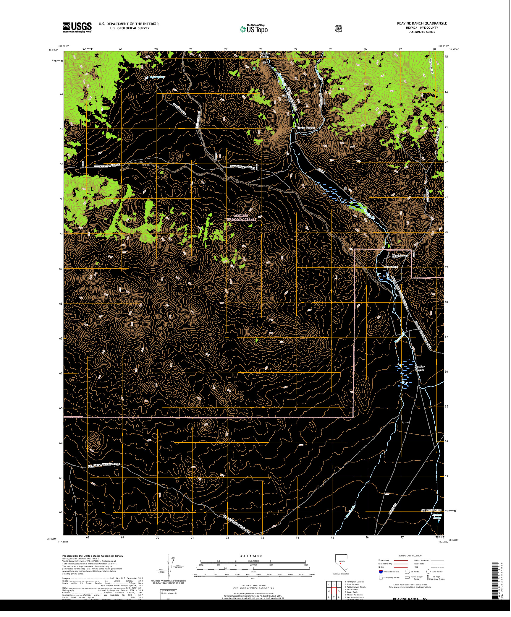 USGS US TOPO 7.5-MINUTE MAP FOR PEAVINE RANCH, NV 2018