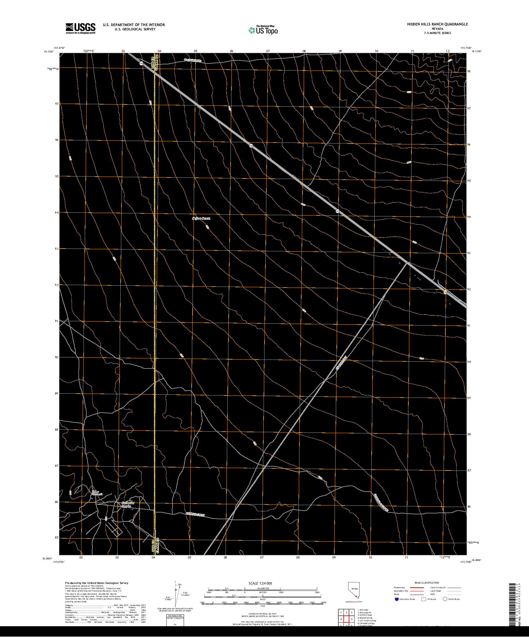 USGS US TOPO 7.5-MINUTE MAP FOR HIDDEN HILLS RANCH, NV 2018