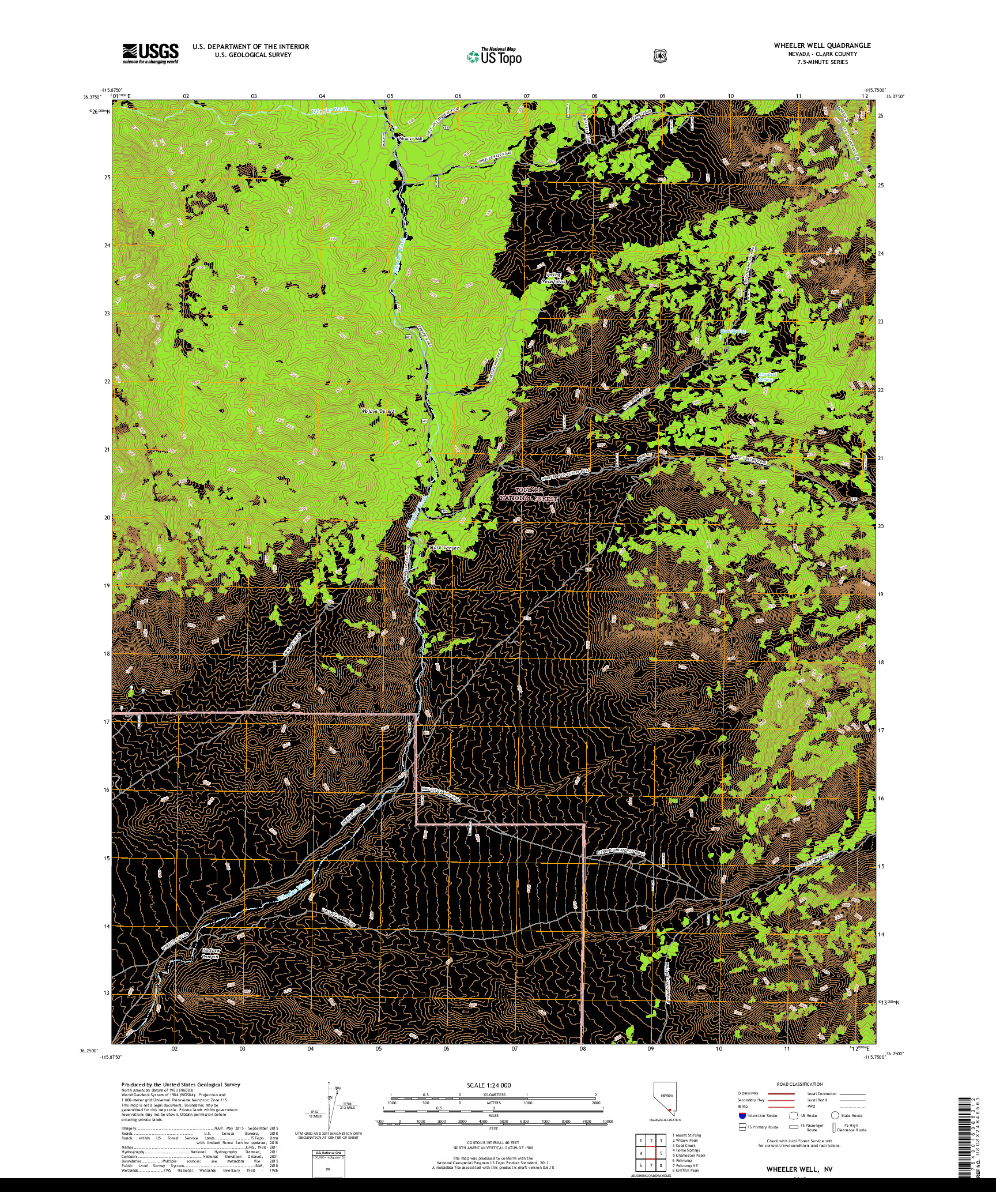 USGS US TOPO 7.5-MINUTE MAP FOR WHEELER WELL, NV 2018