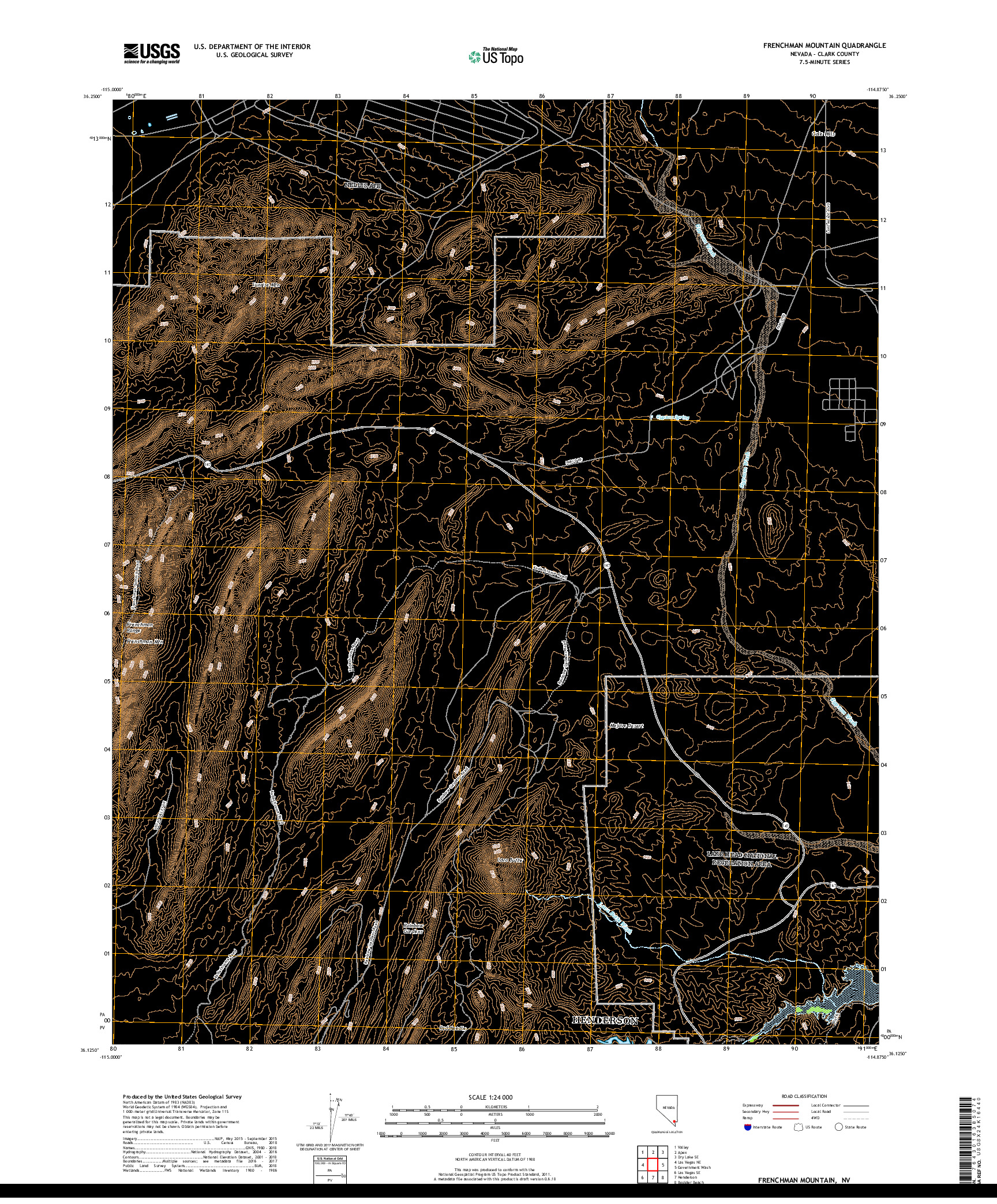 USGS US TOPO 7.5-MINUTE MAP FOR FRENCHMAN MOUNTAIN, NV 2018