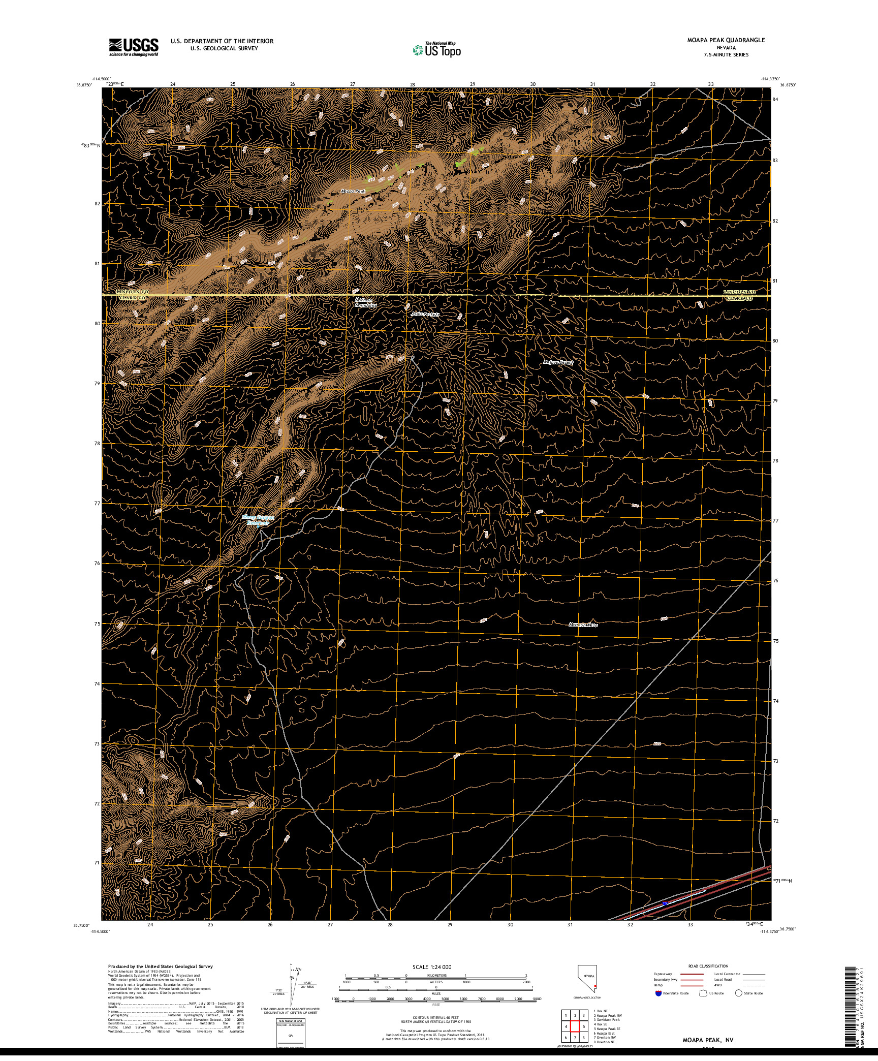 USGS US TOPO 7.5-MINUTE MAP FOR MOAPA PEAK, NV 2018