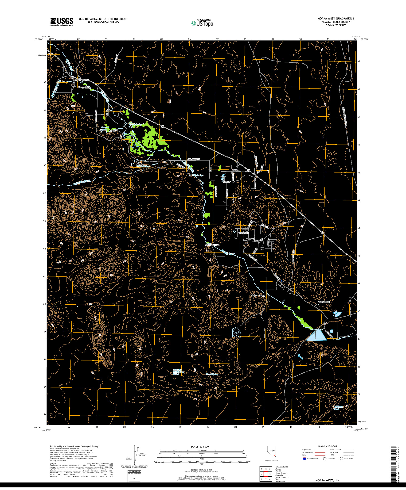 USGS US TOPO 7.5-MINUTE MAP FOR MOAPA WEST, NV 2018