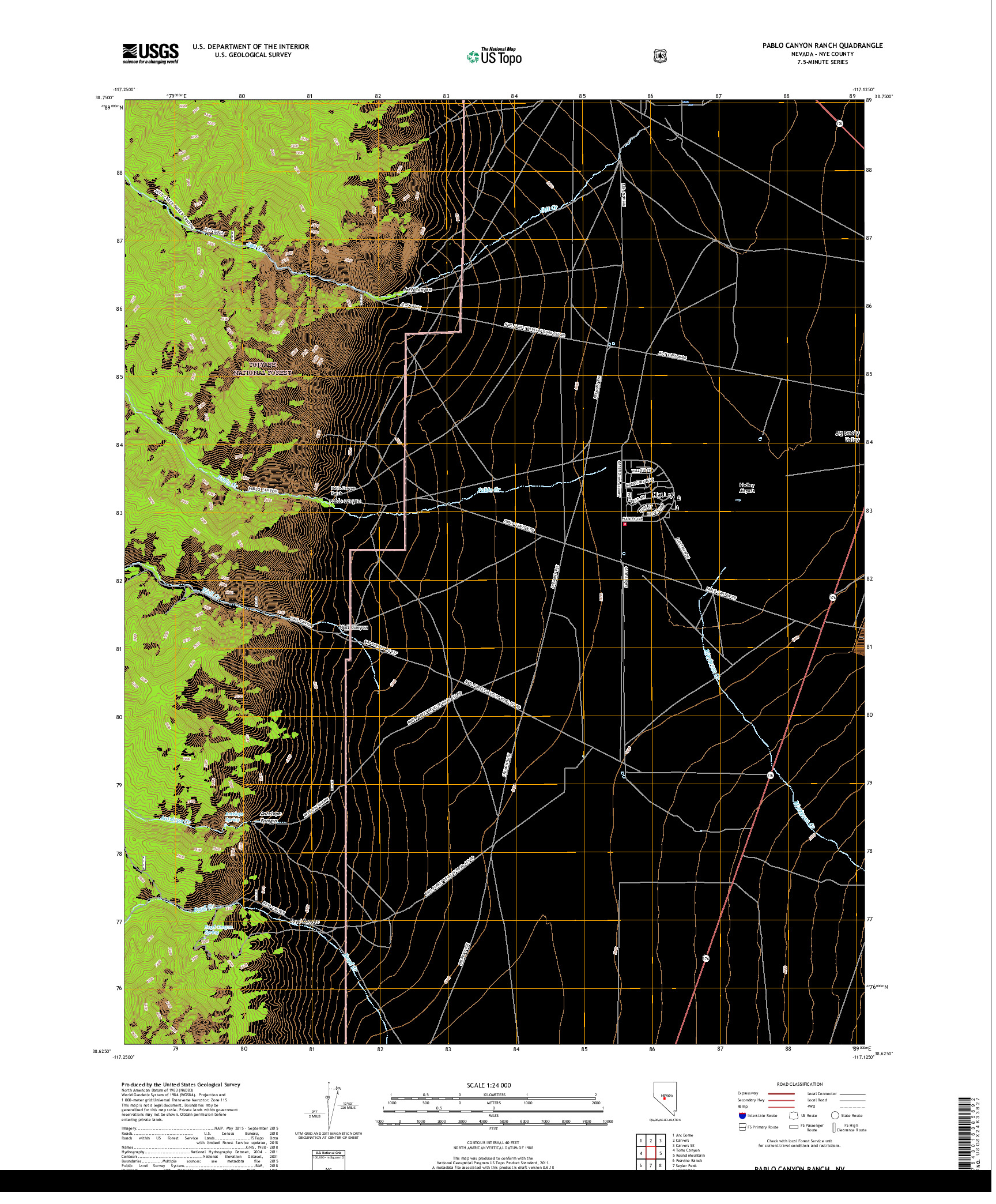 USGS US TOPO 7.5-MINUTE MAP FOR PABLO CANYON RANCH, NV 2018