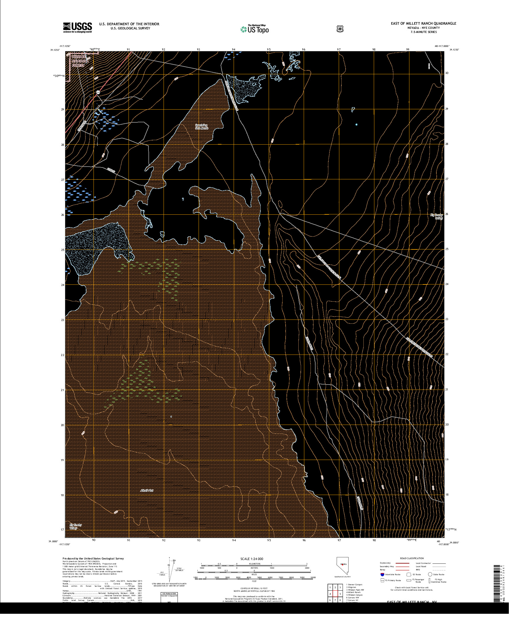 USGS US TOPO 7.5-MINUTE MAP FOR EAST OF MILLETT RANCH, NV 2018