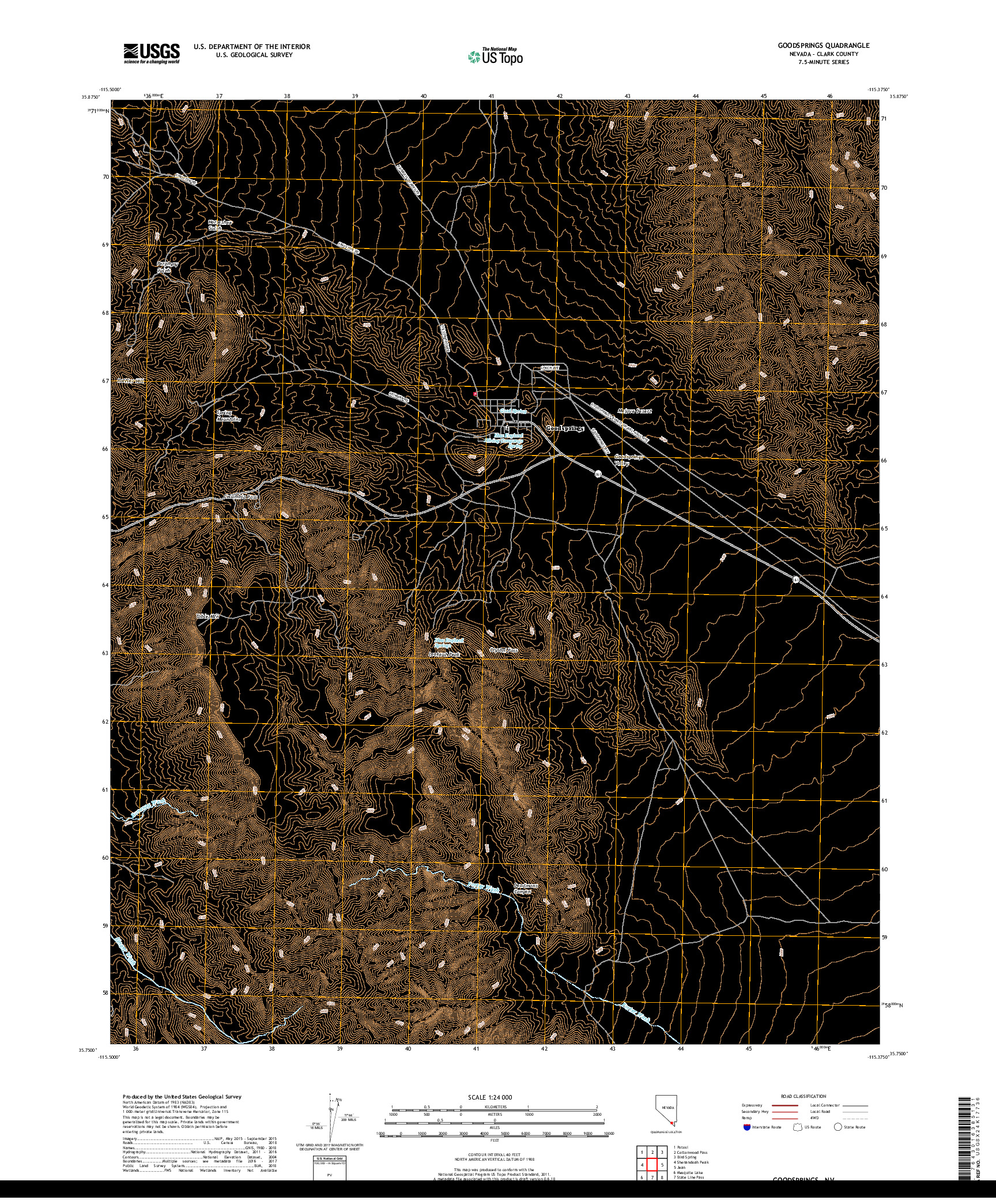 USGS US TOPO 7.5-MINUTE MAP FOR GOODSPRINGS, NV 2018