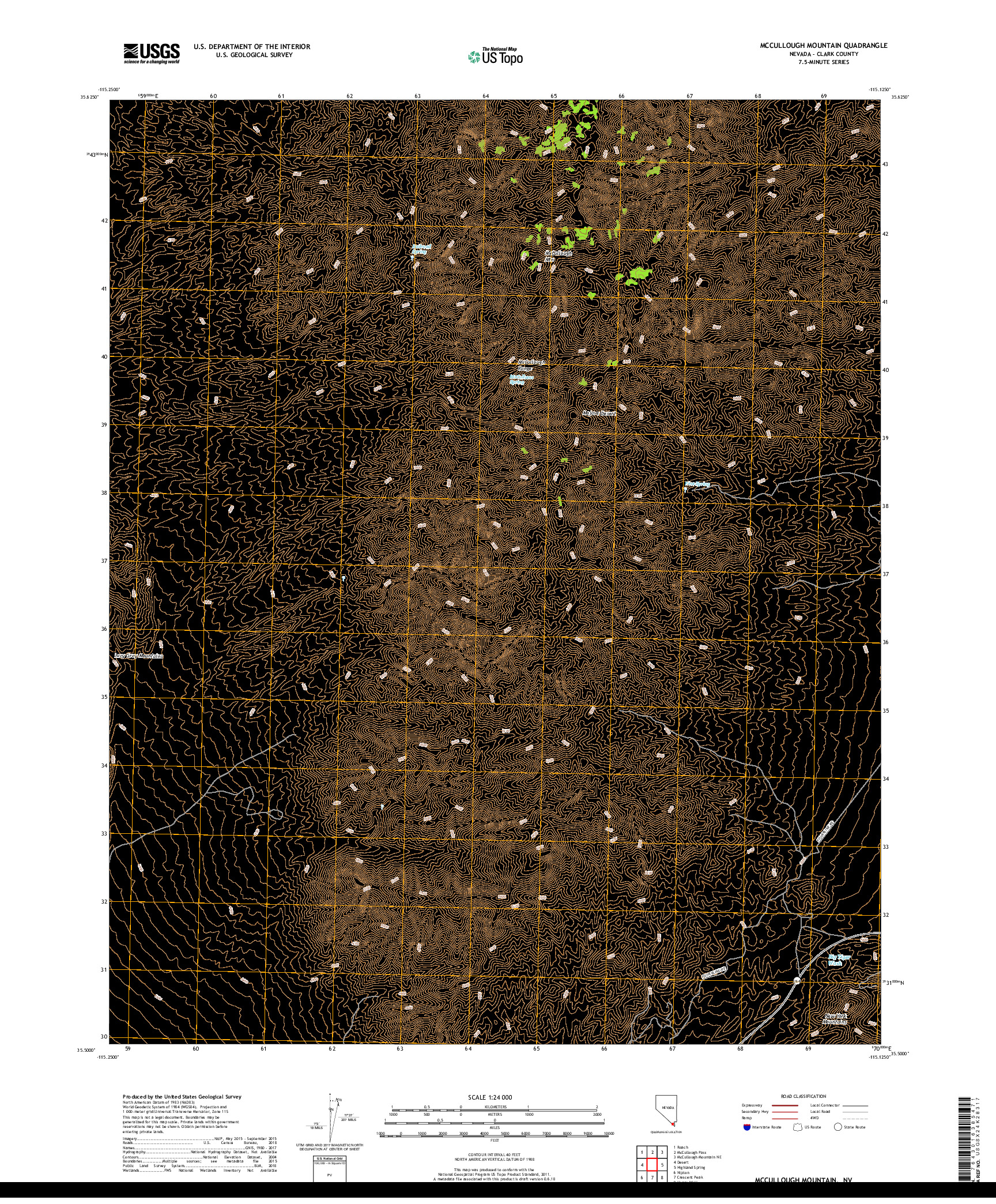 USGS US TOPO 7.5-MINUTE MAP FOR MCCULLOUGH MOUNTAIN, NV 2018