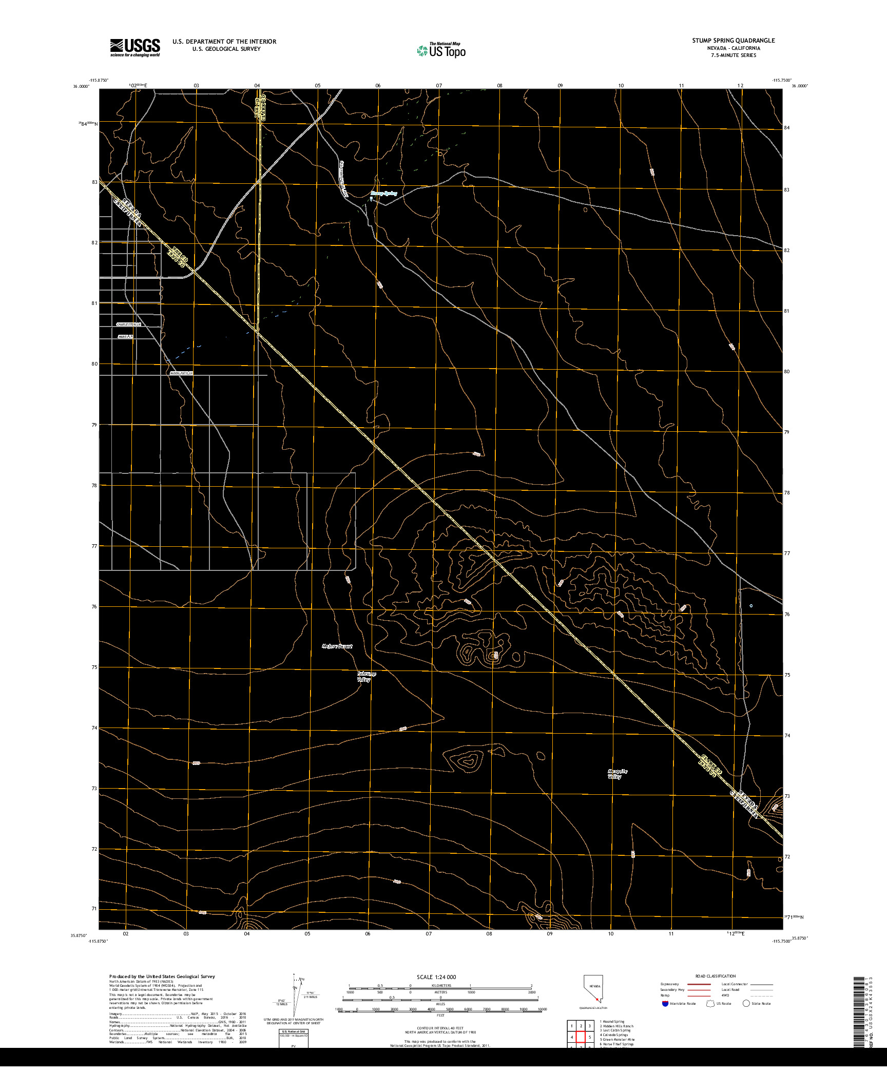 USGS US TOPO 7.5-MINUTE MAP FOR STUMP SPRING, NV,CA 2018