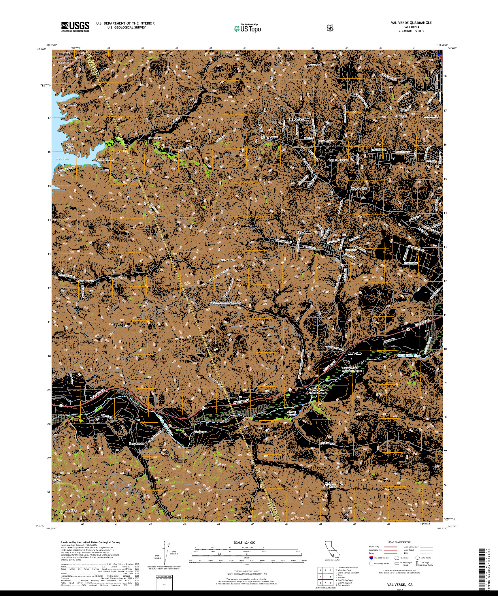 USGS US TOPO 7.5-MINUTE MAP FOR VAL VERDE, CA 2018