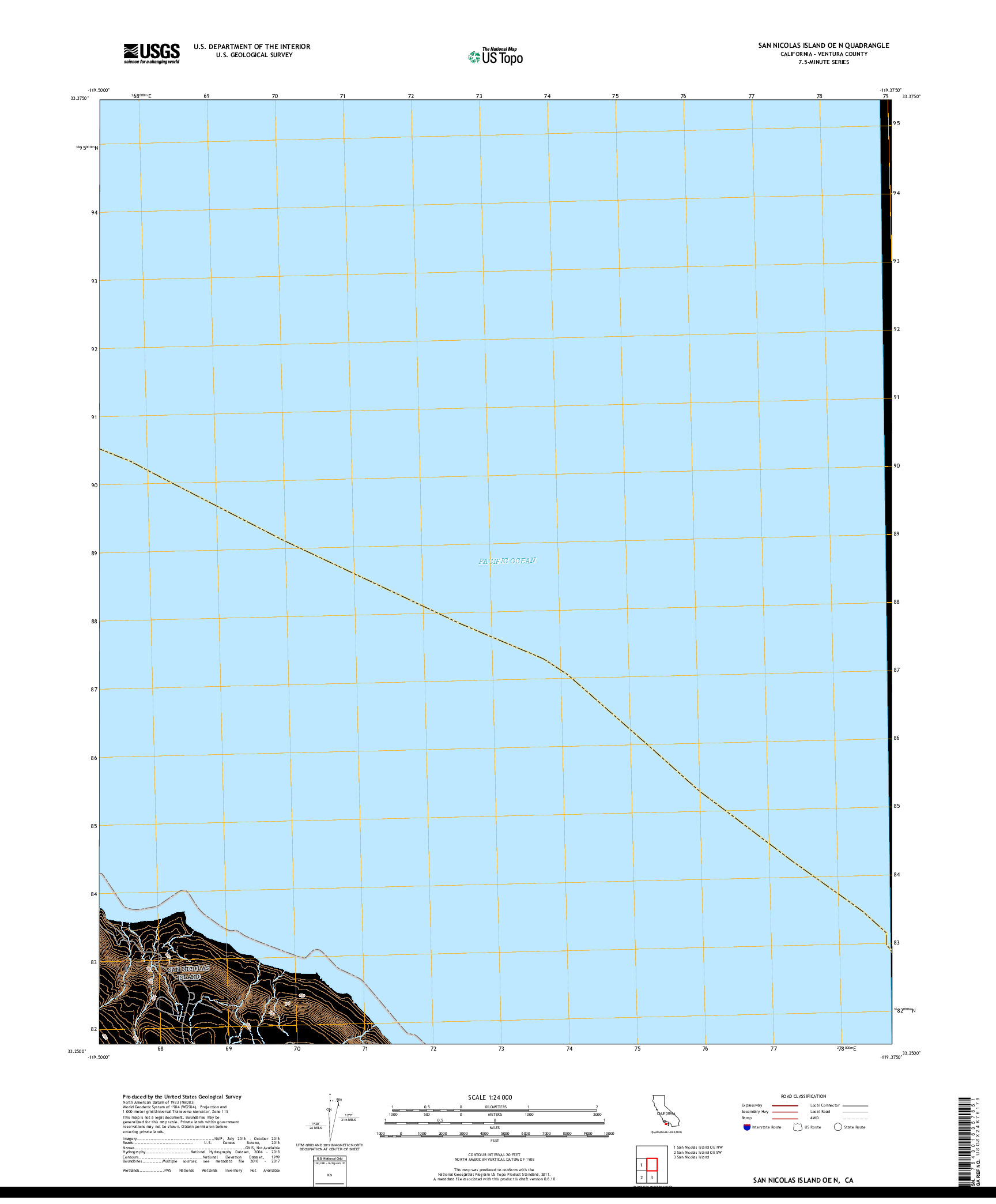 USGS US TOPO 7.5-MINUTE MAP FOR SAN NICOLAS ISLAND OE N, CA 2018