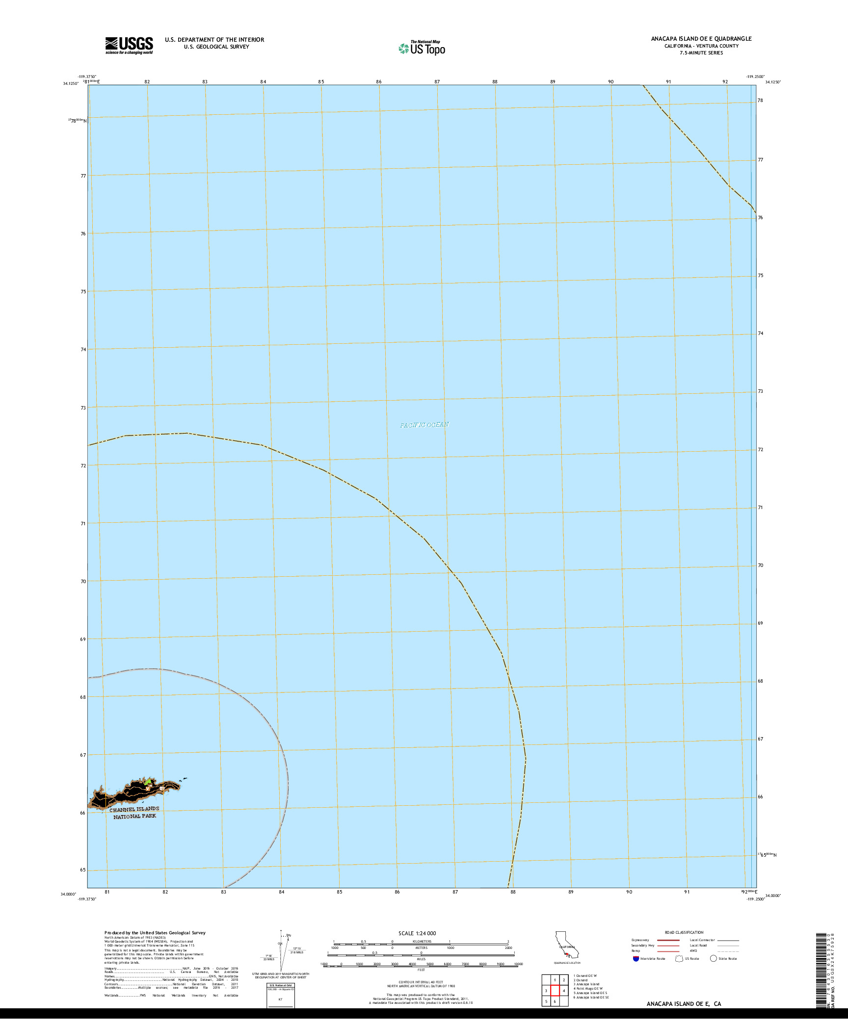 USGS US TOPO 7.5-MINUTE MAP FOR ANACAPA ISLAND OE E, CA 2018