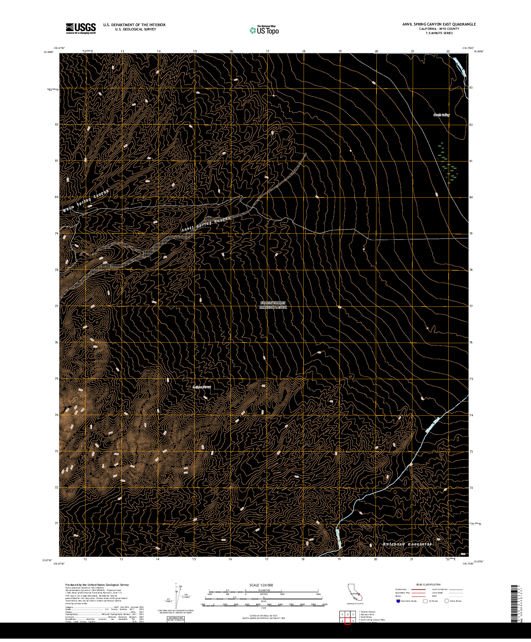 USGS US TOPO 7.5-MINUTE MAP FOR ANVIL SPRING CANYON EAST, CA 2018