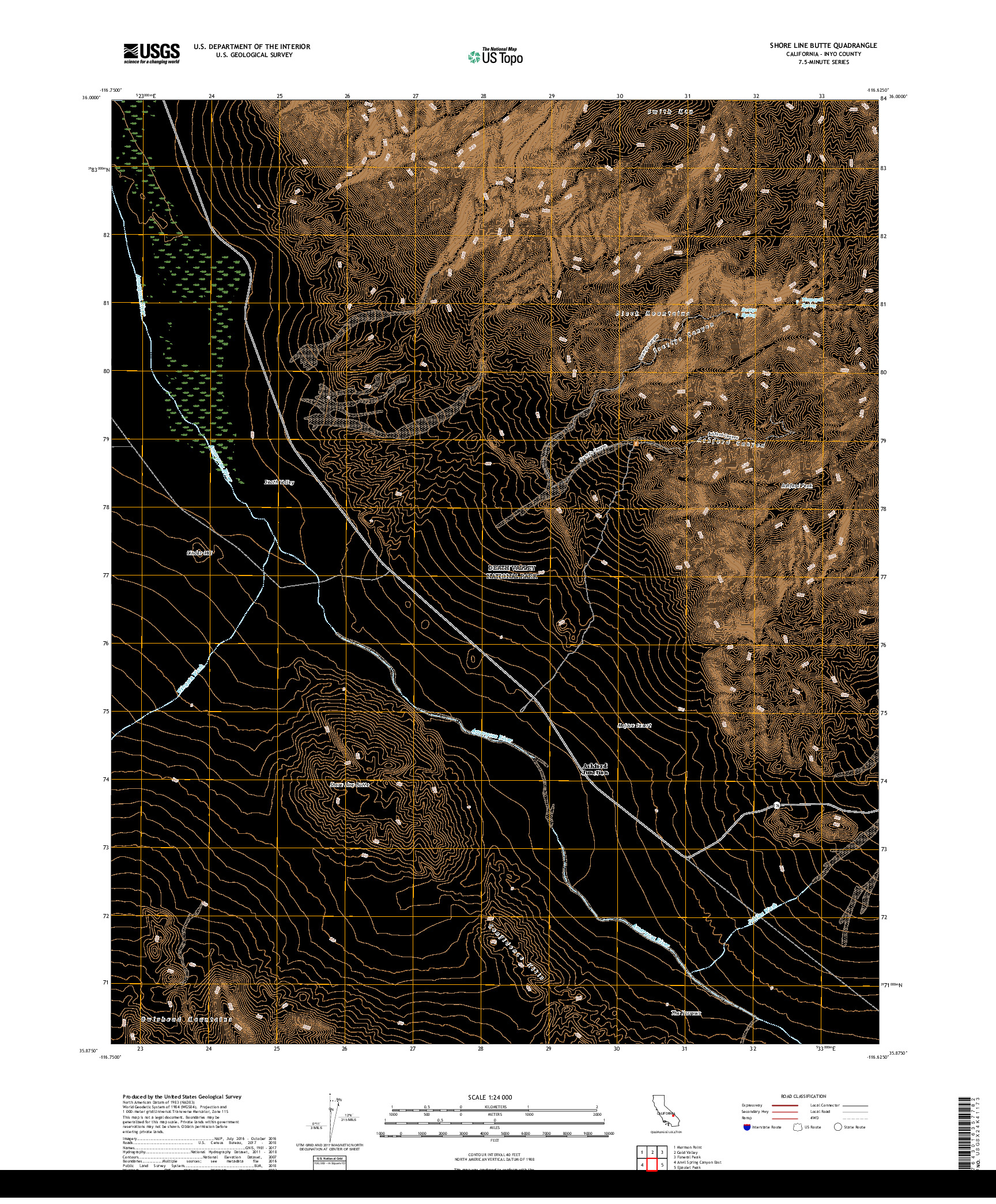 USGS US TOPO 7.5-MINUTE MAP FOR SHORE LINE BUTTE, CA 2018