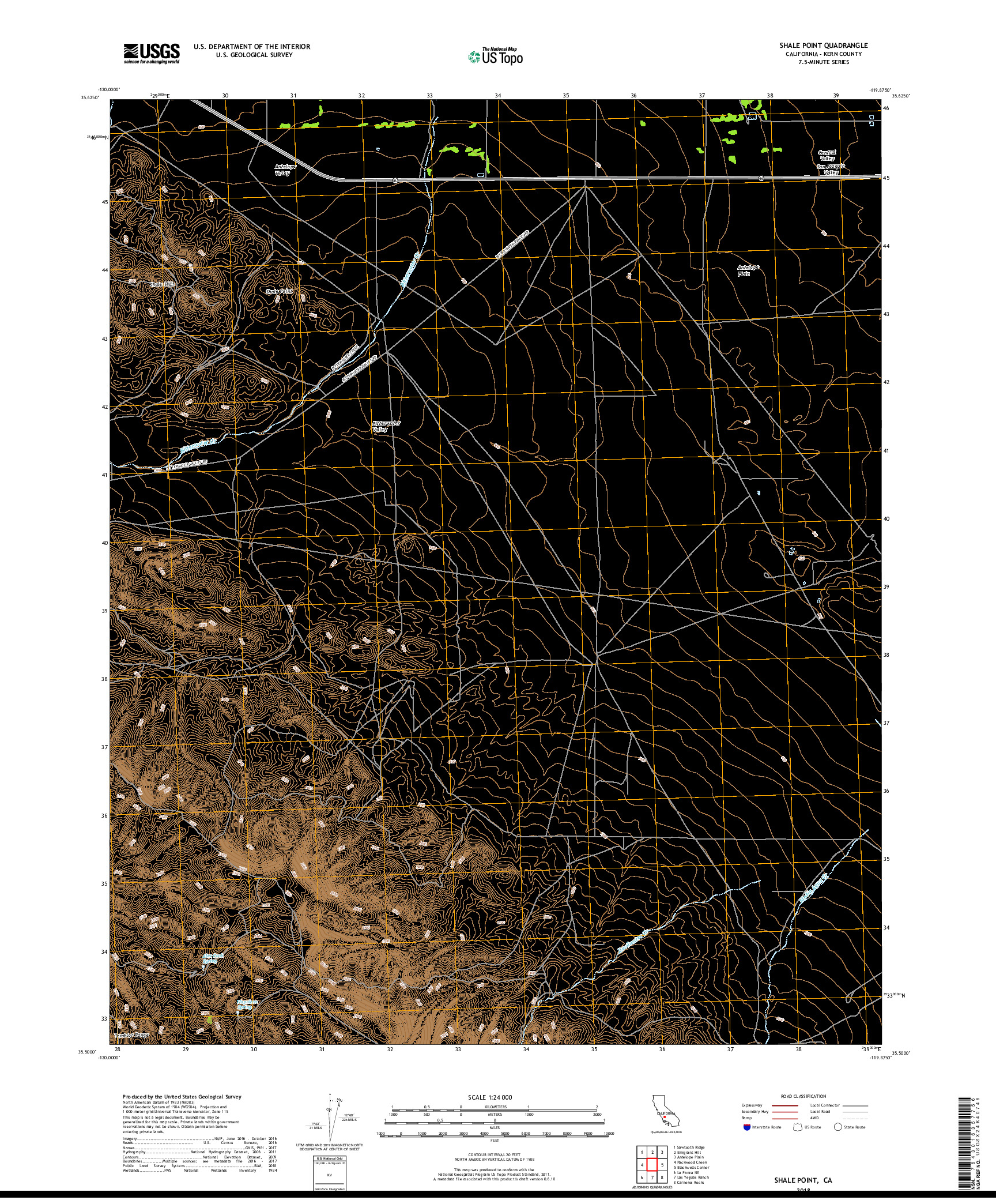 USGS US TOPO 7.5-MINUTE MAP FOR SHALE POINT, CA 2018