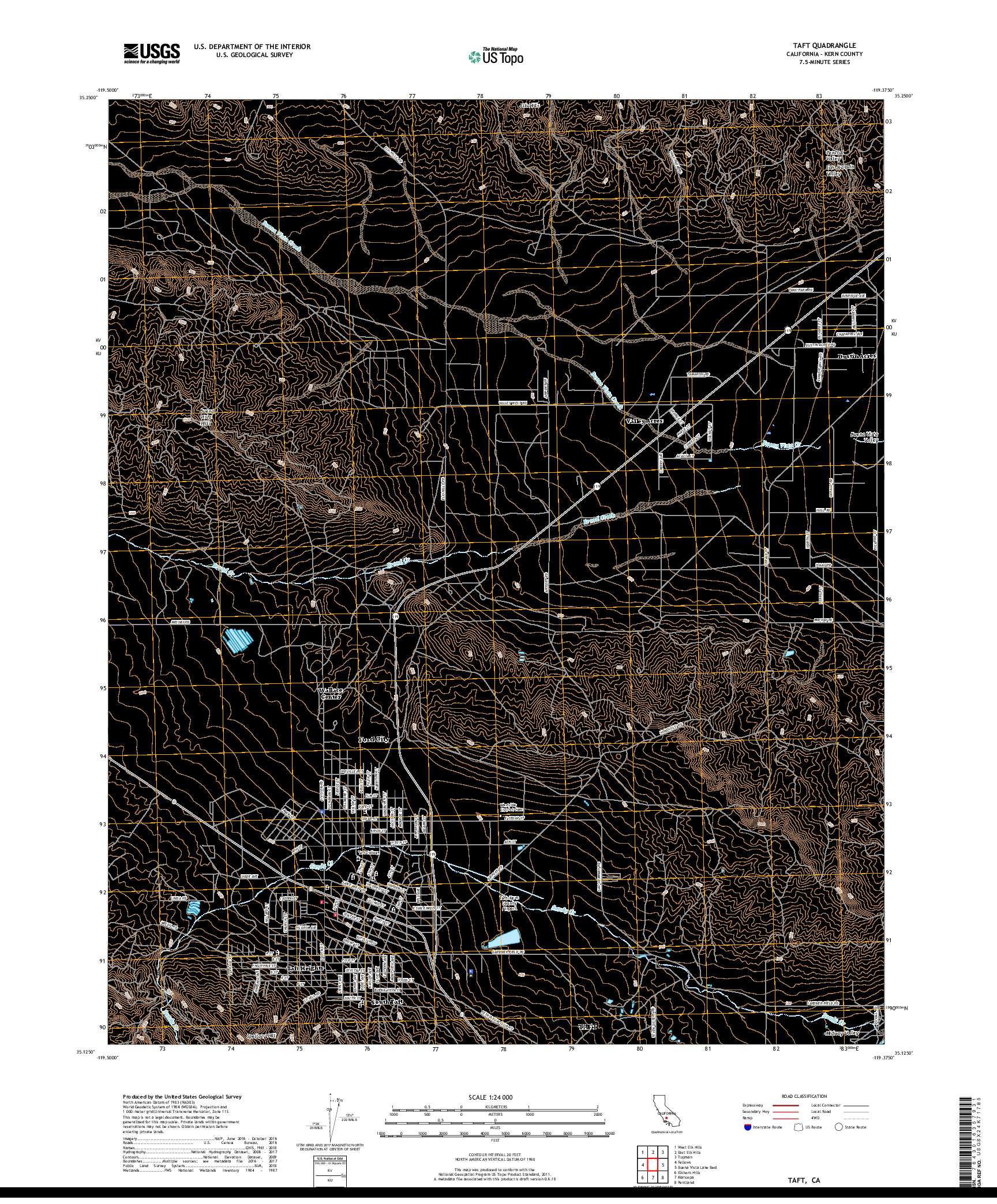 USGS US TOPO 7.5-MINUTE MAP FOR TAFT, CA 2018