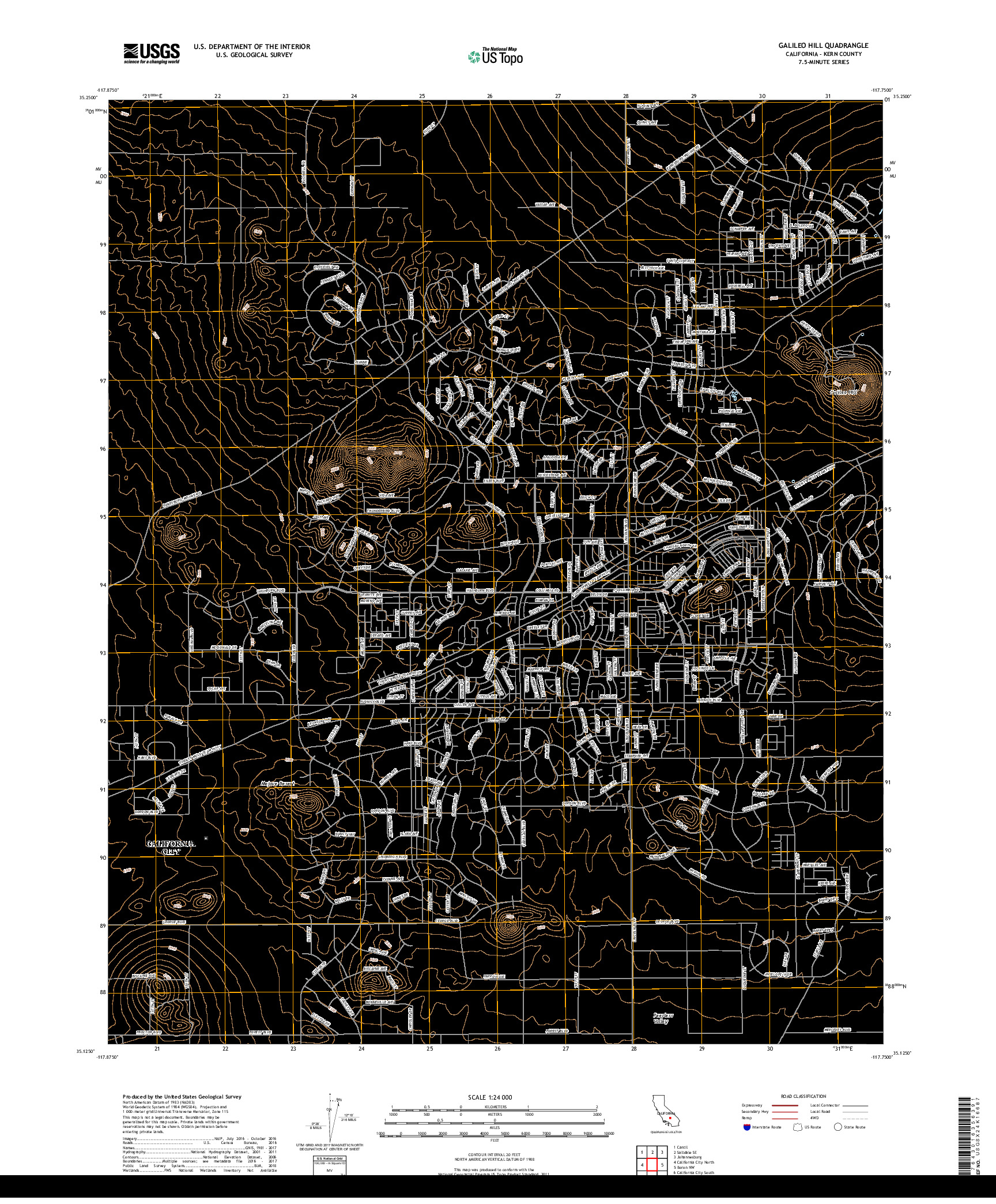 USGS US TOPO 7.5-MINUTE MAP FOR GALILEO HILL, CA 2018