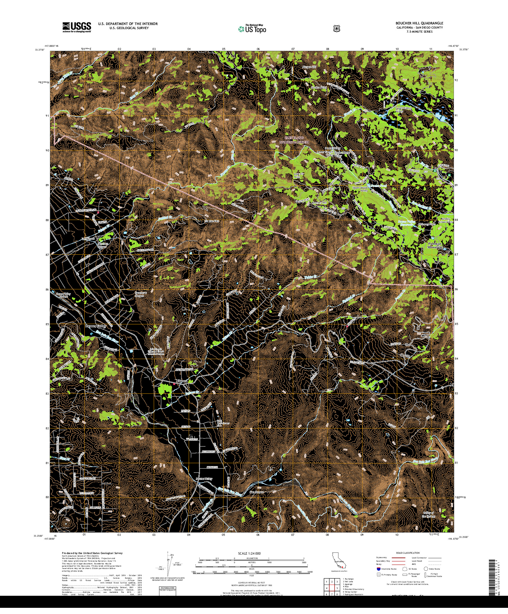 USGS US TOPO 7.5-MINUTE MAP FOR BOUCHER HILL, CA 2018